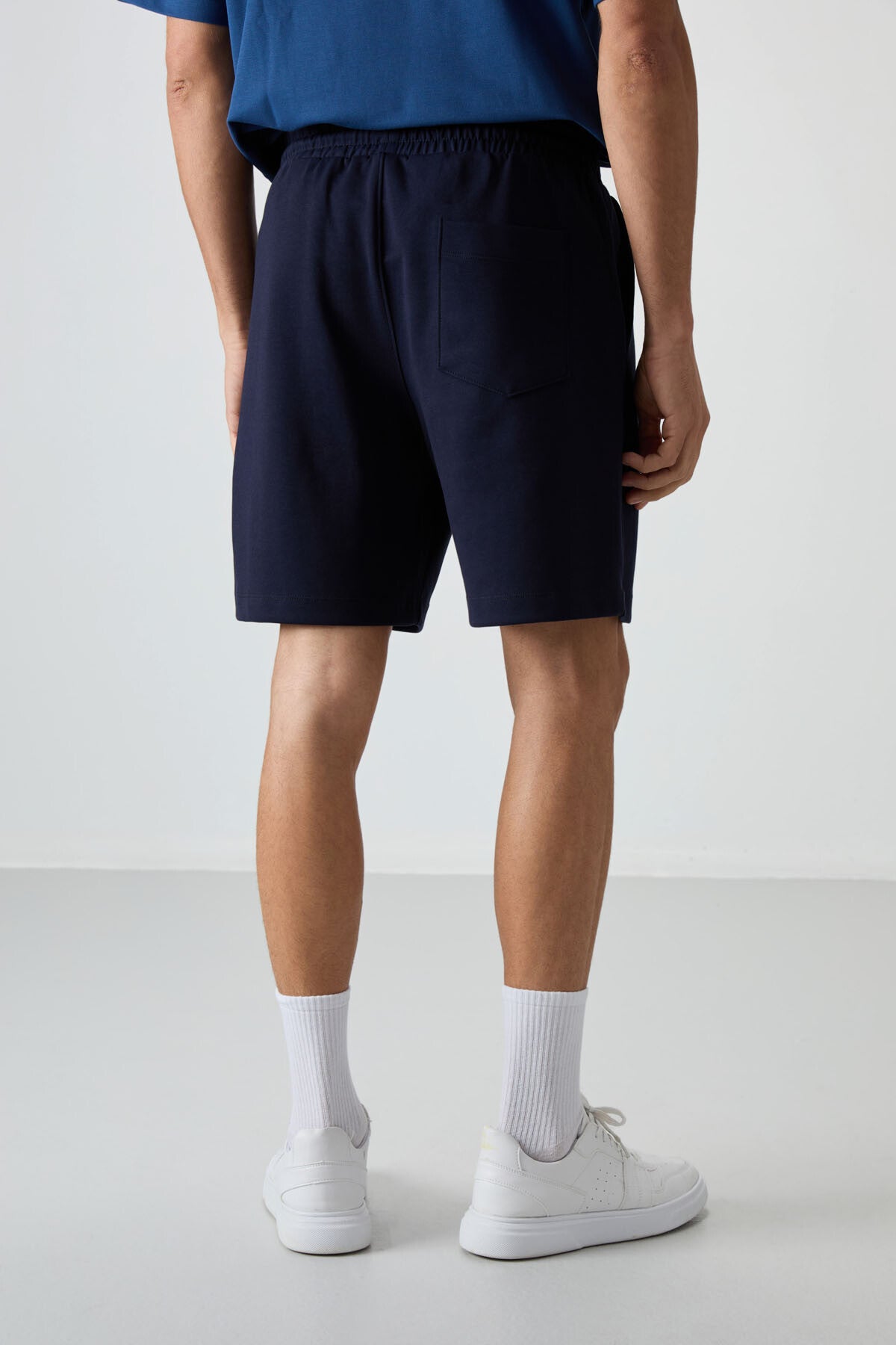 Lacivert Pamuklu Kalın Yumuşak Dokulu Comfort Fit Basic Erkek Şort - 81274