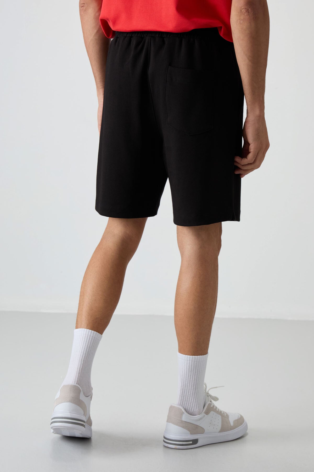 Siyah Pamuklu Kalın Yumuşak Dokulu Comfort Fit Basic Erkek Şort - 81274