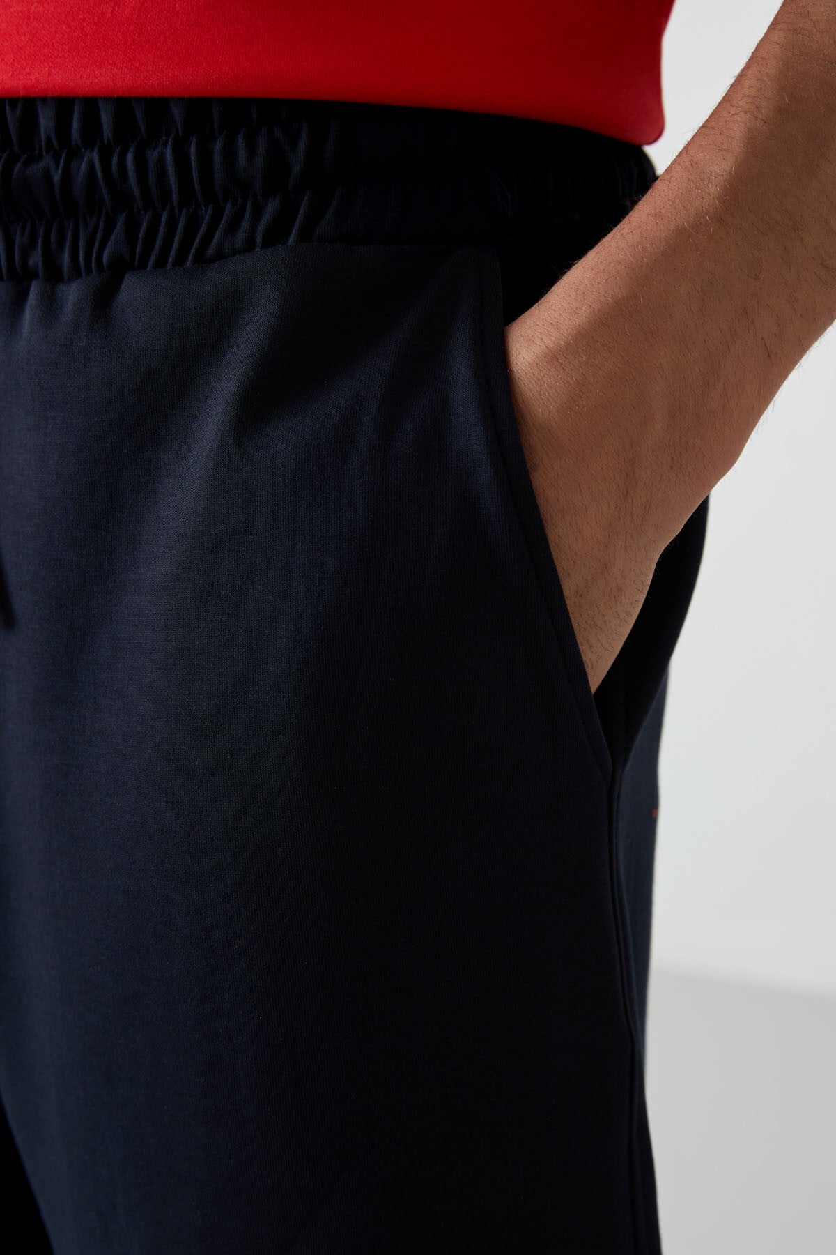 Fiesta - Lacivert Pamuklu Kalın Yumuşak Dokulu Oversize Fit Basic Erkek Şort Takım - 85249