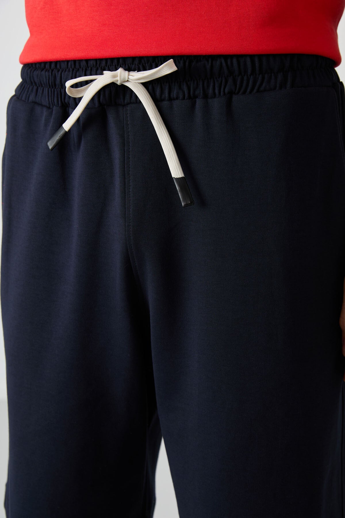Fiesta - Lacivert Pamuklu Kalın Yumuşak Dokulu Oversize Fit Basic Erkek Şort Takım - 85249