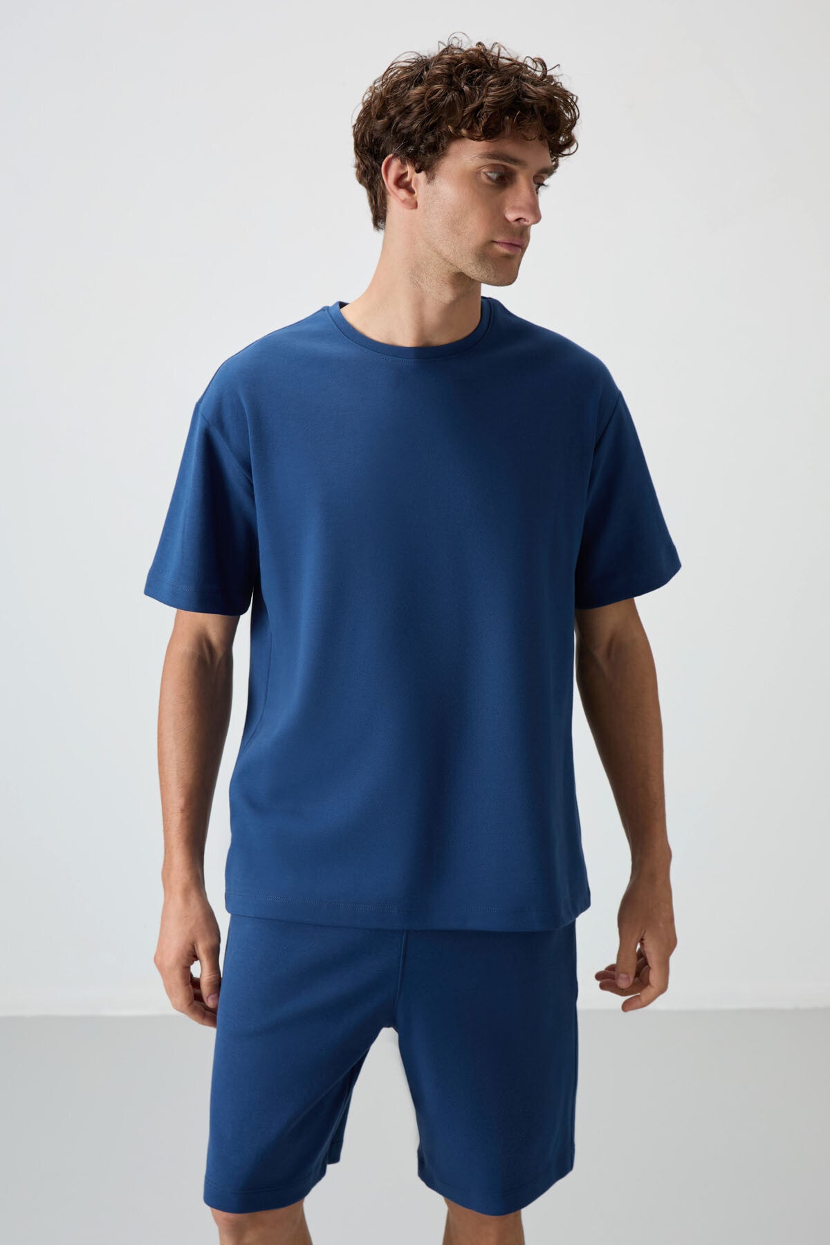 Parlament Pamuklu Kalın Yumuşak Dokulu Oversize Fit Basic Erkek Şort Takım - 85249