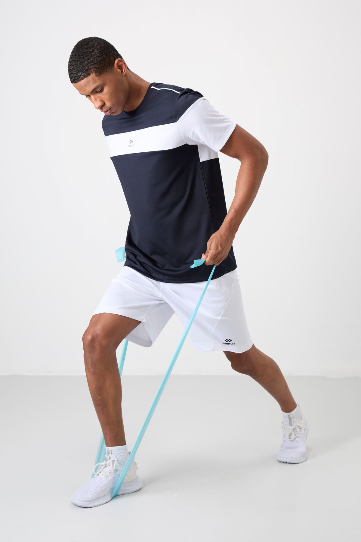 Lacivert Nefes Alan Dokulu İnce Esnek Standart Fit Erkek Performans T-Shirt - 88396