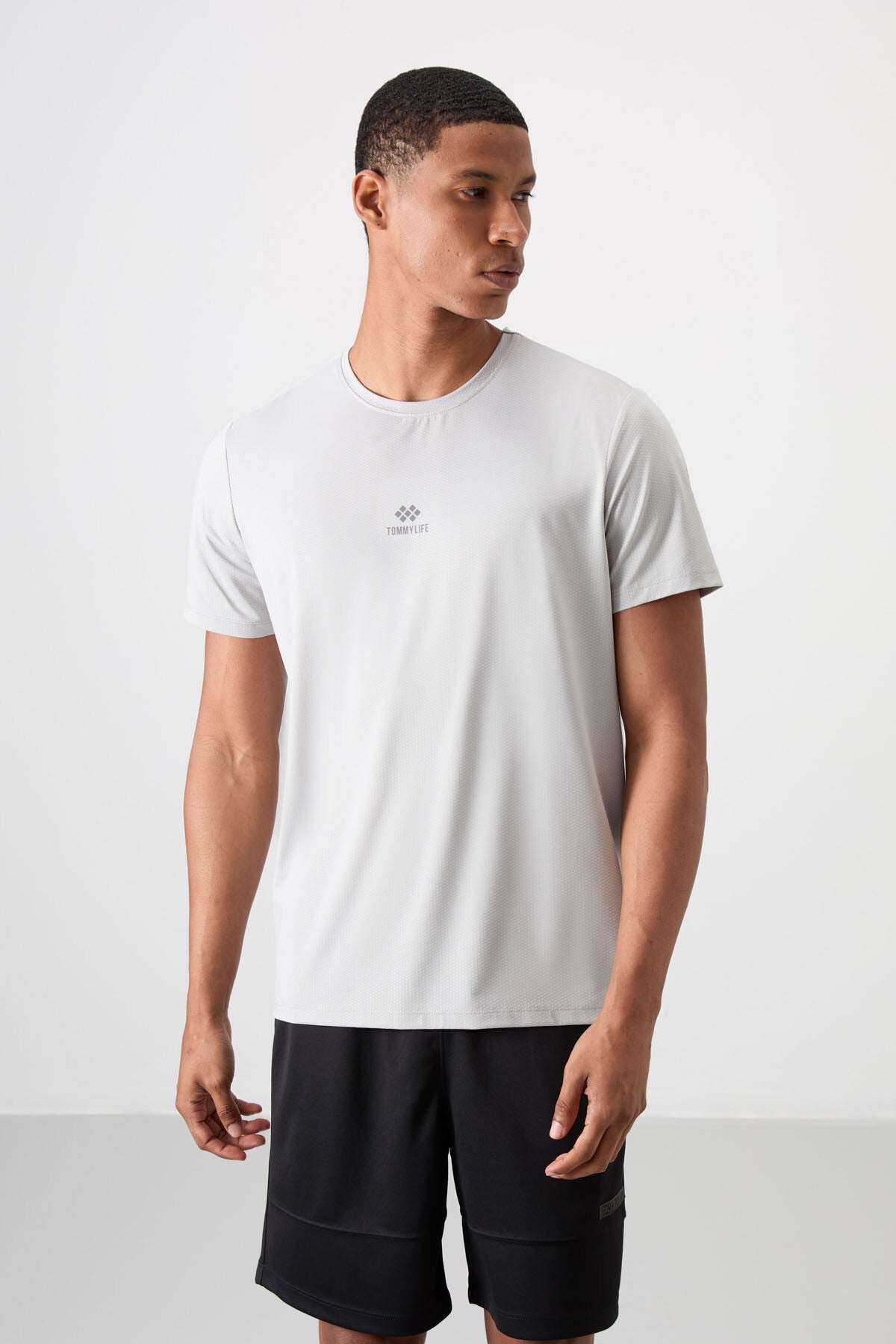 Taş Nefes Alan Dokulu İnce Esnek Standart Fit Erkek Performans T-Shirt - 88387