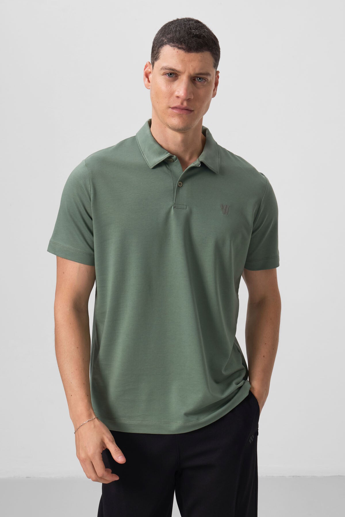 Açık Yeşil Standart Kalıp Basic Polo Yaka Erkek T-Shirt - 87768