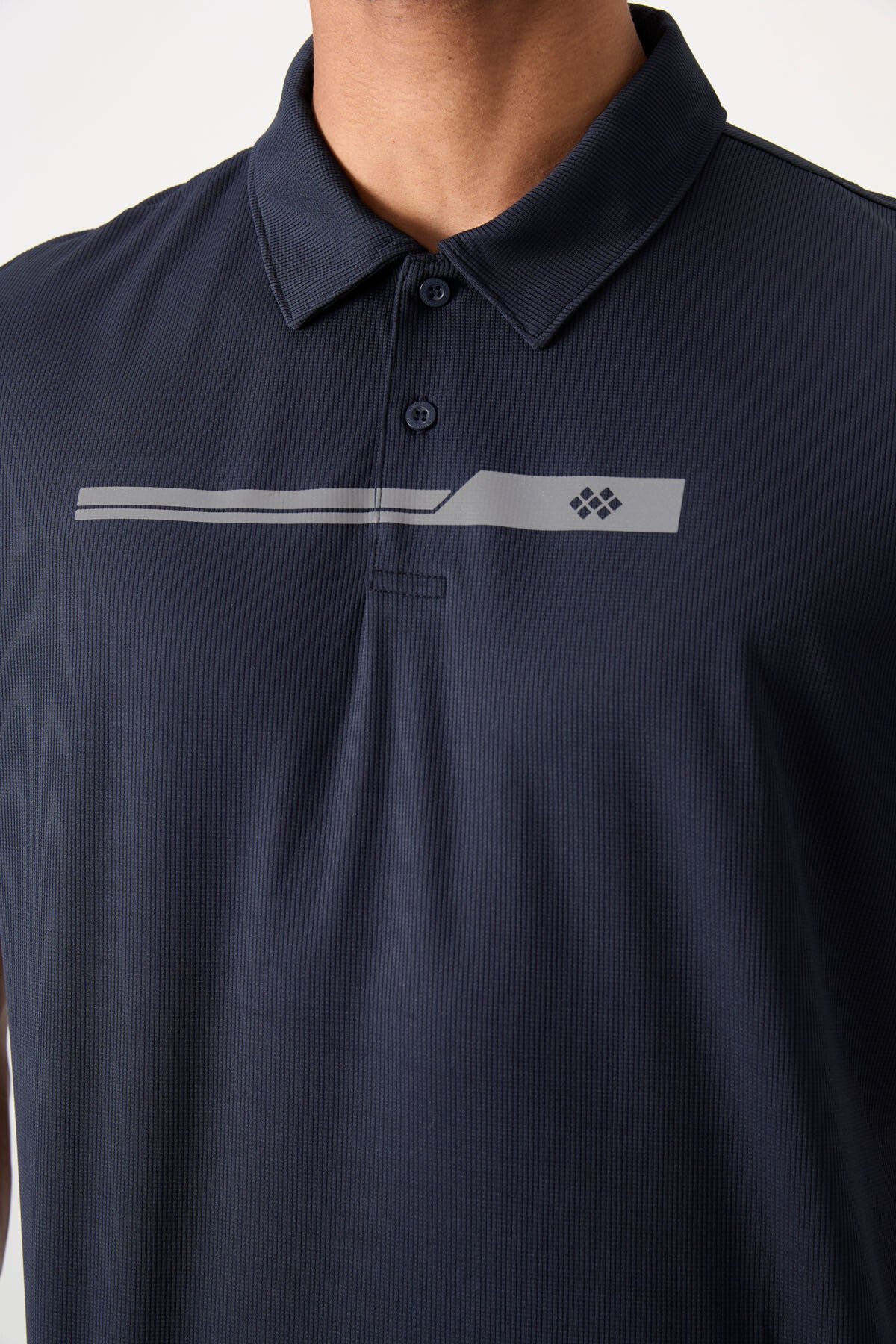 Lacivert Nefes Alan Dokulu İnce Esnek Standart Fit Polo Yaka Erkek Performans T-Shirt - 88393