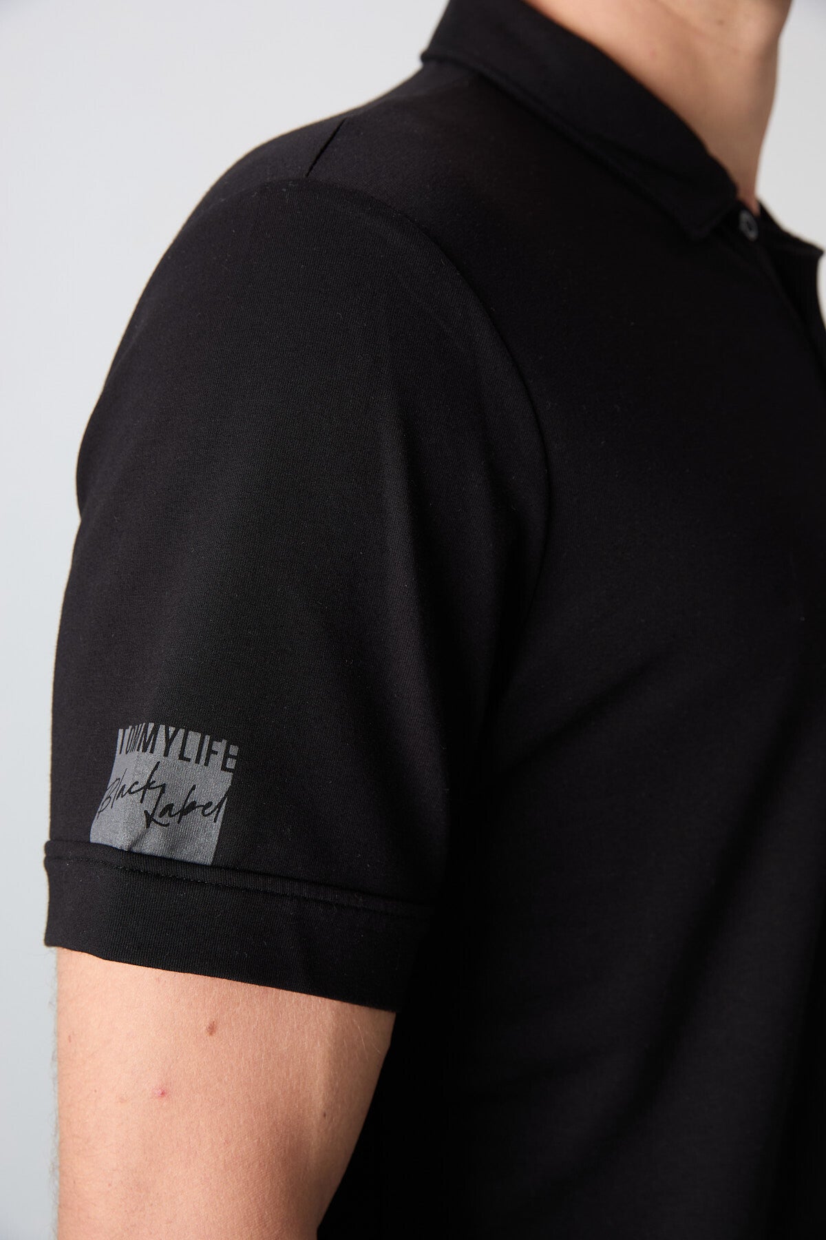 Siyah Pamuklu Kalın Yumuşak Dokulu Standart Fit Basic Polo Yaka Erkek T-Shirt - 88351