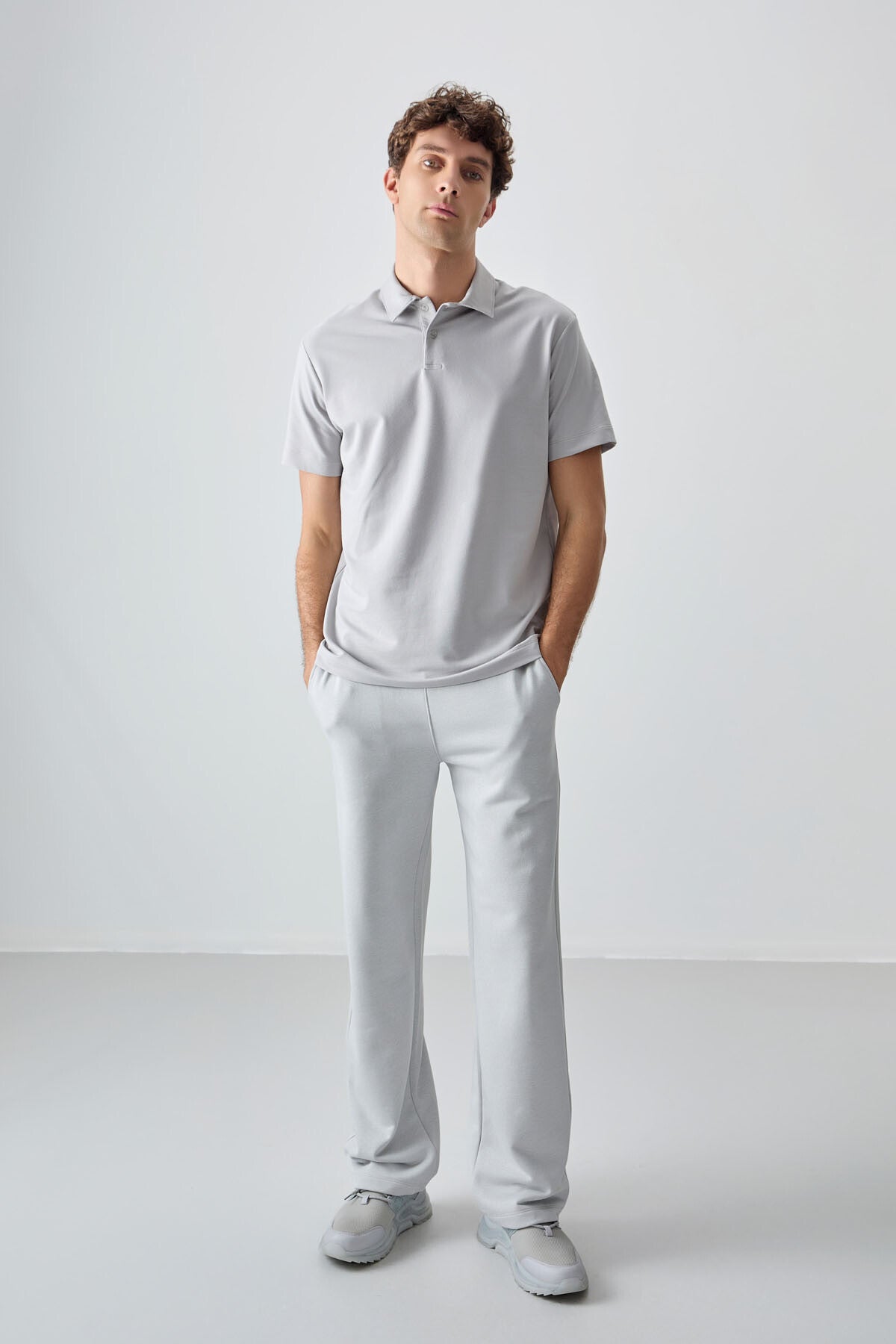 Taş Pamuklu Kalın Yumuşak Dokulu Polo Yaka Oversize Fit Basic Erkek T- Shirt - 88381