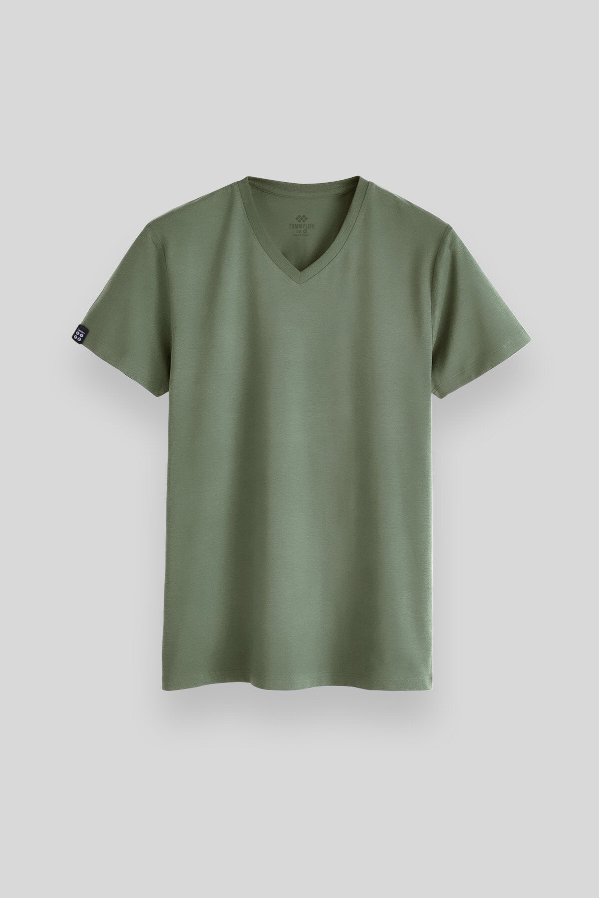 Açık Yeşil Basic Kısa Kol Standart Kalıp V Yaka Erkek T-Shirt - 87912