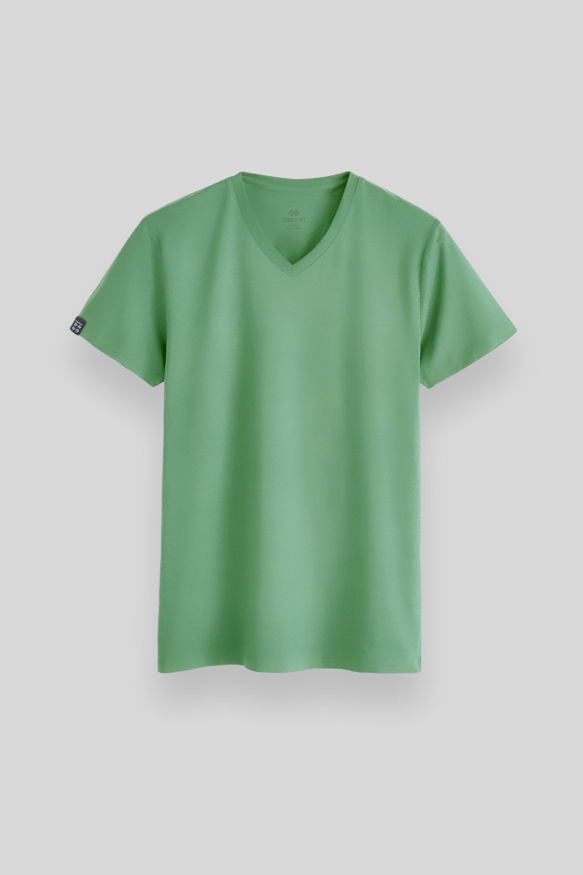 Pastel Yeşil Basic Kısa Kol Standart Kalıp V Yaka Erkek T-Shirt - 87912