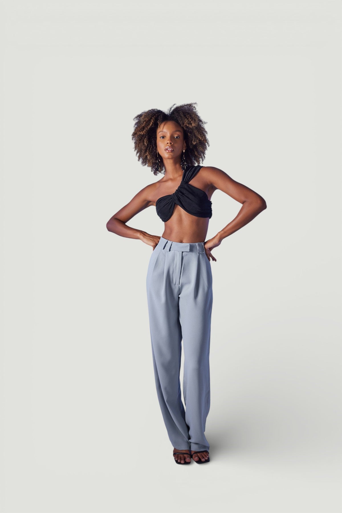 Palazzo Kesim Yüksek Bel Palasia Pantolon Gri