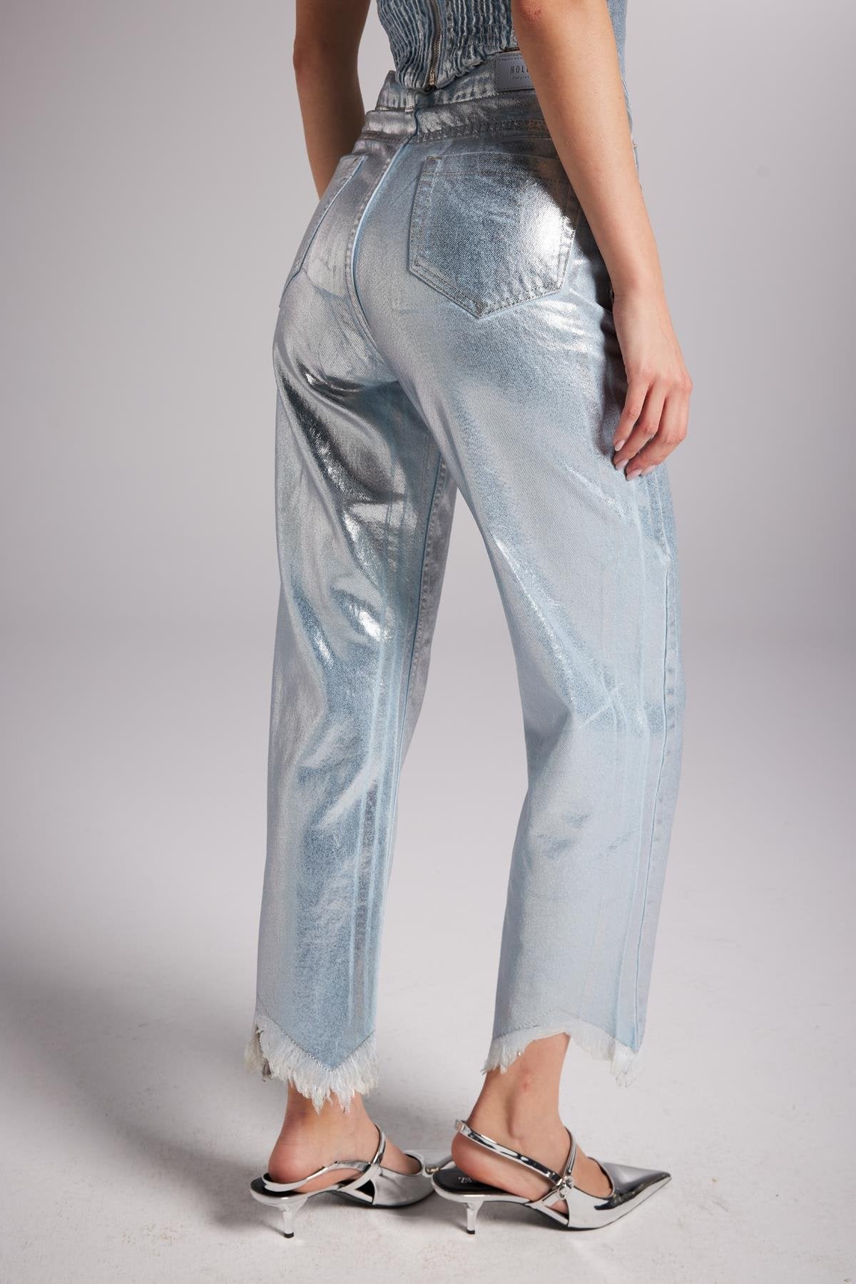 Glossy Jean Pantolon Mavi