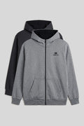Fermuarlı Büyük Beden 2'li Paket Antrasit Melanj-Gri Melanj Erkek Sweatshirt - 88124