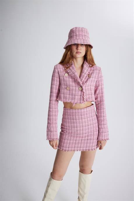 Tweed Bucket Şapka Pembe