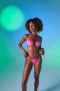 Contrast Piping High Waist Emma Bikini Bottom Pink
