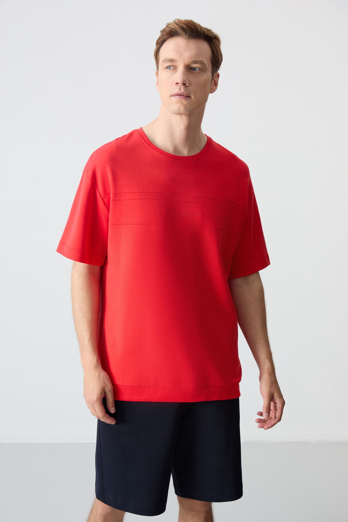 Fiesta Lacivert Pamuklu Kalın Yumuşak Dokulu Oversize Fit Basic Erkek Şort Takım - 85257