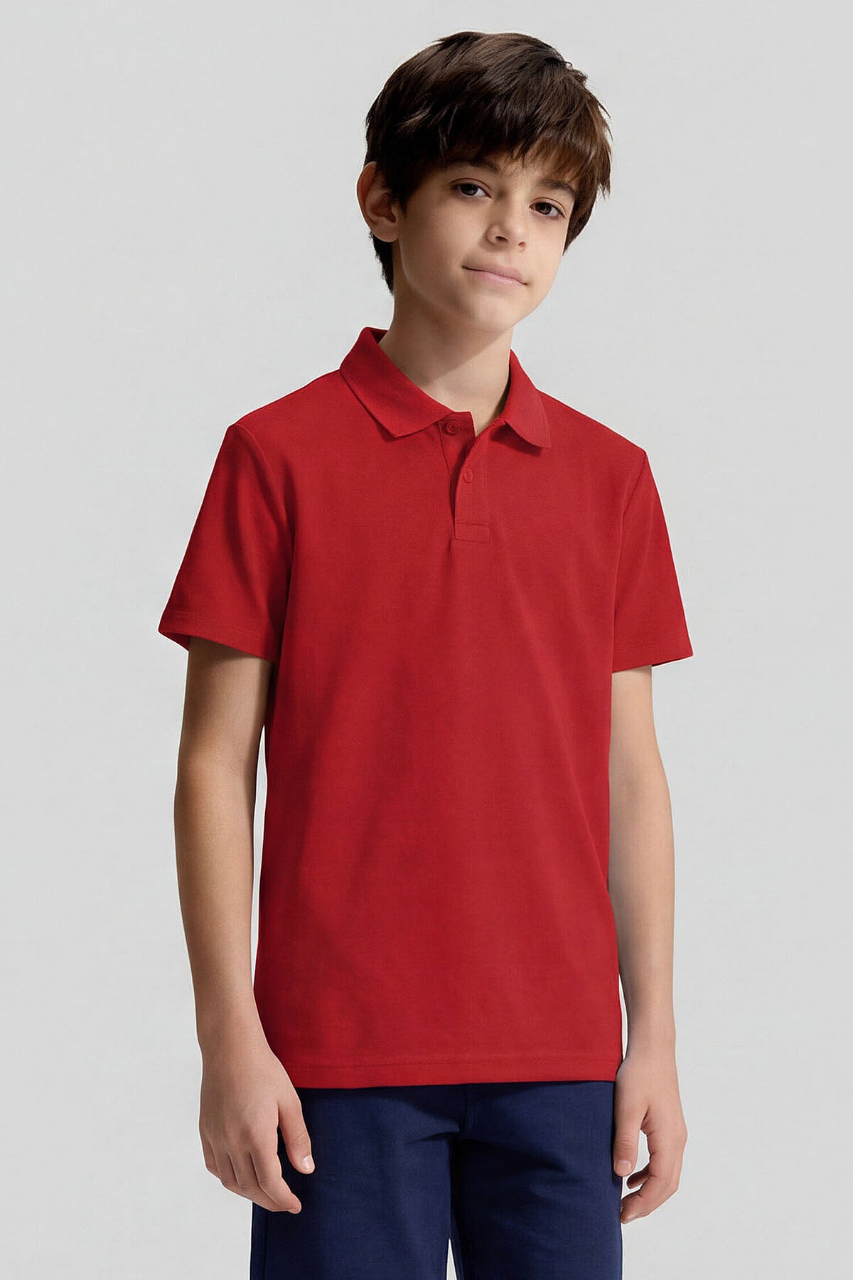 Fiesta Polo Yaka Standart Fit Basic Unisex Çocuk T-Shirt - 11330