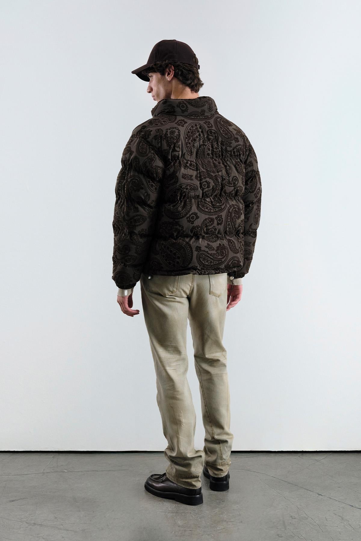 FLOK DESENLİ ŞİŞME KAHVERENGİ MONT