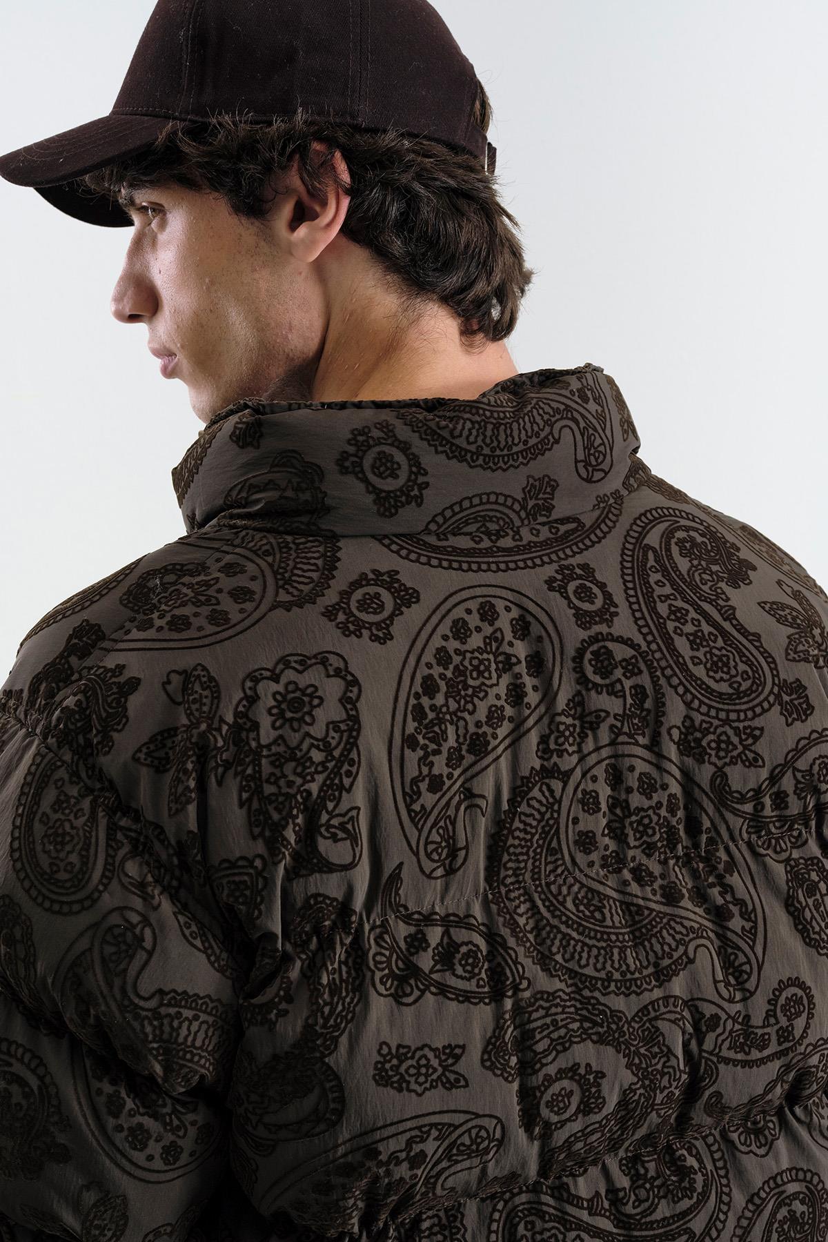 FLOK DESENLİ ŞİŞME KAHVERENGİ MONT