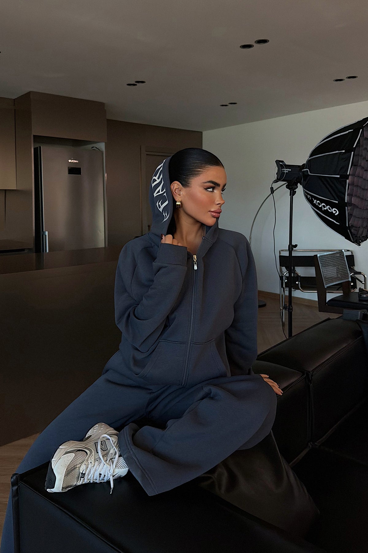 Füme Bonny Fermuarlı Eşofman Takımı ATE-3868