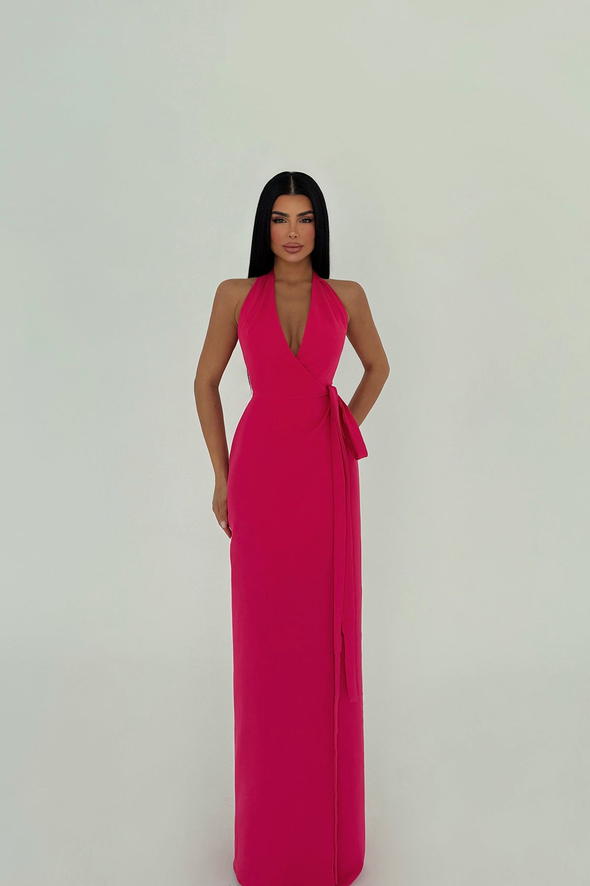 Fuşya Adria Uzun Elbise ATE-2606