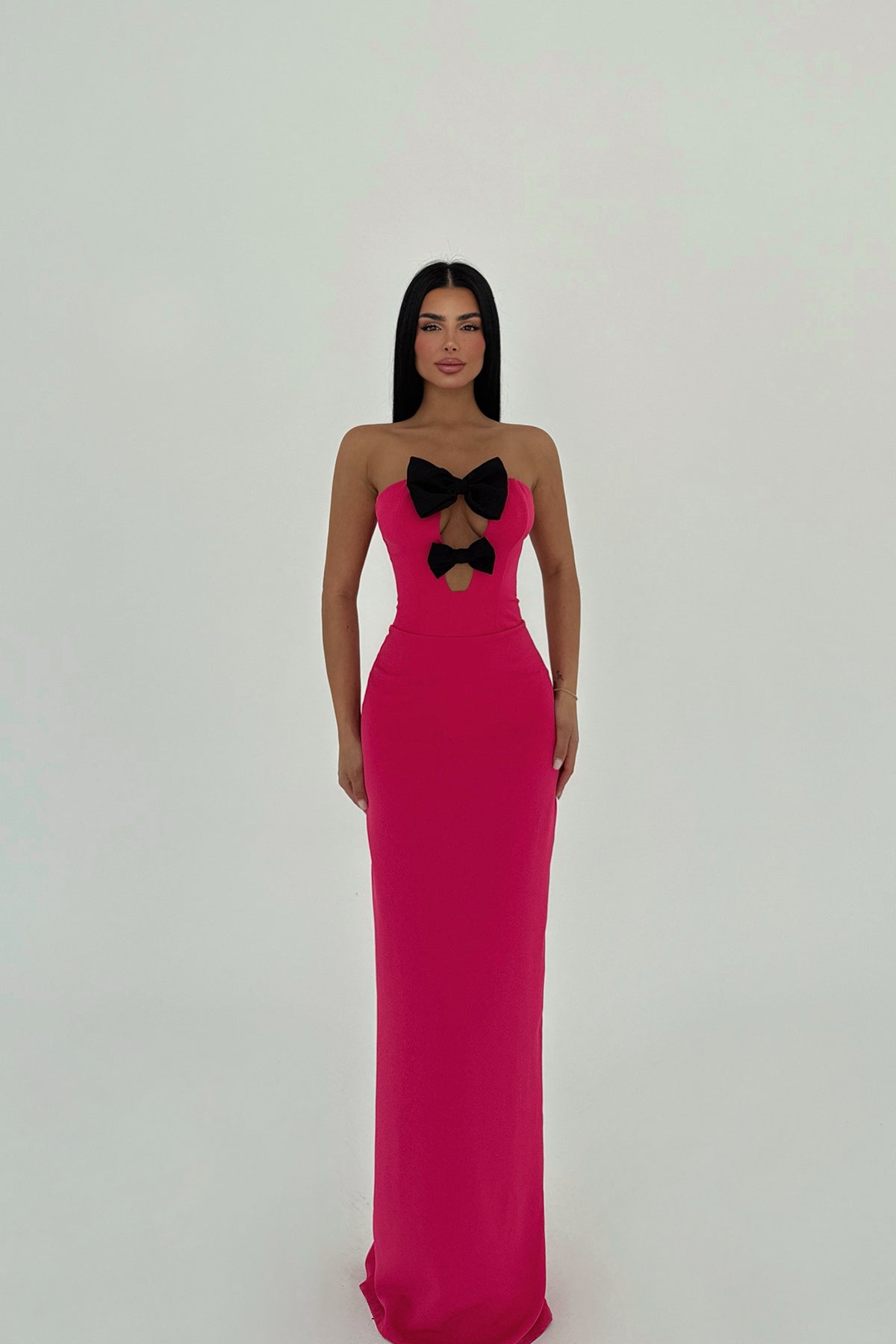 Fuşya Arco Fiyonk Detaylı Elbise ATE-2258