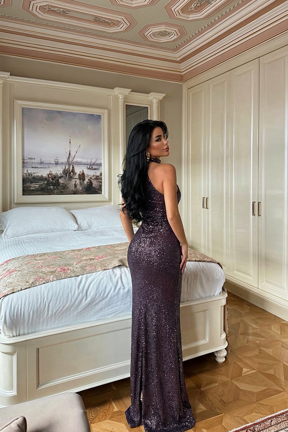 Fuşya Shion Payetli Elbise ATE-3657