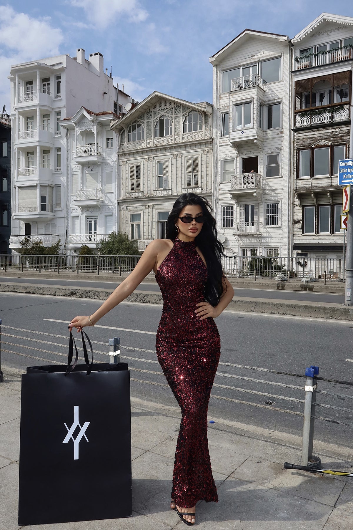 Fuşya Shion Payetli Elbise ATE-2527