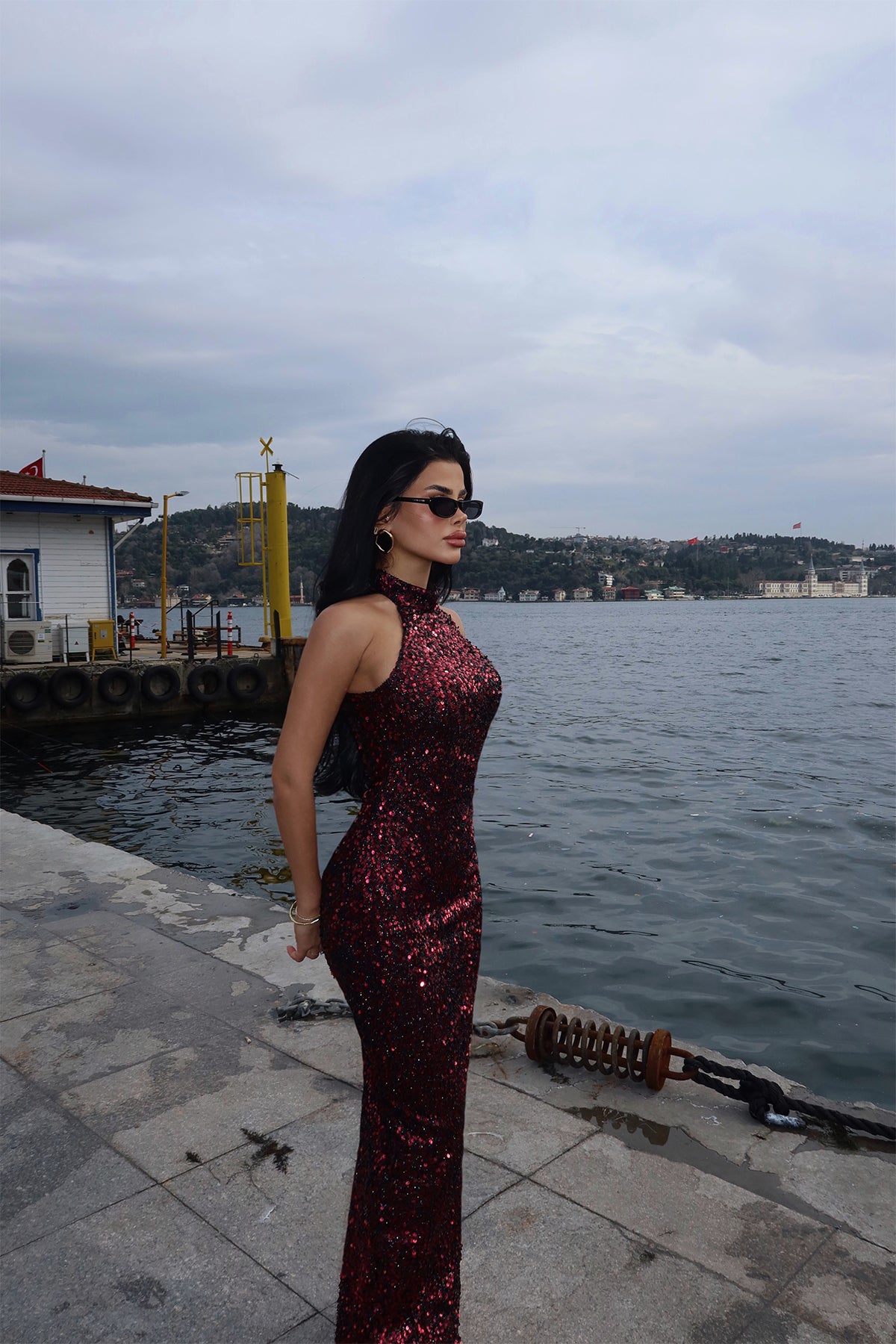 Fuşya Shion Payetli Elbise ATE-2527