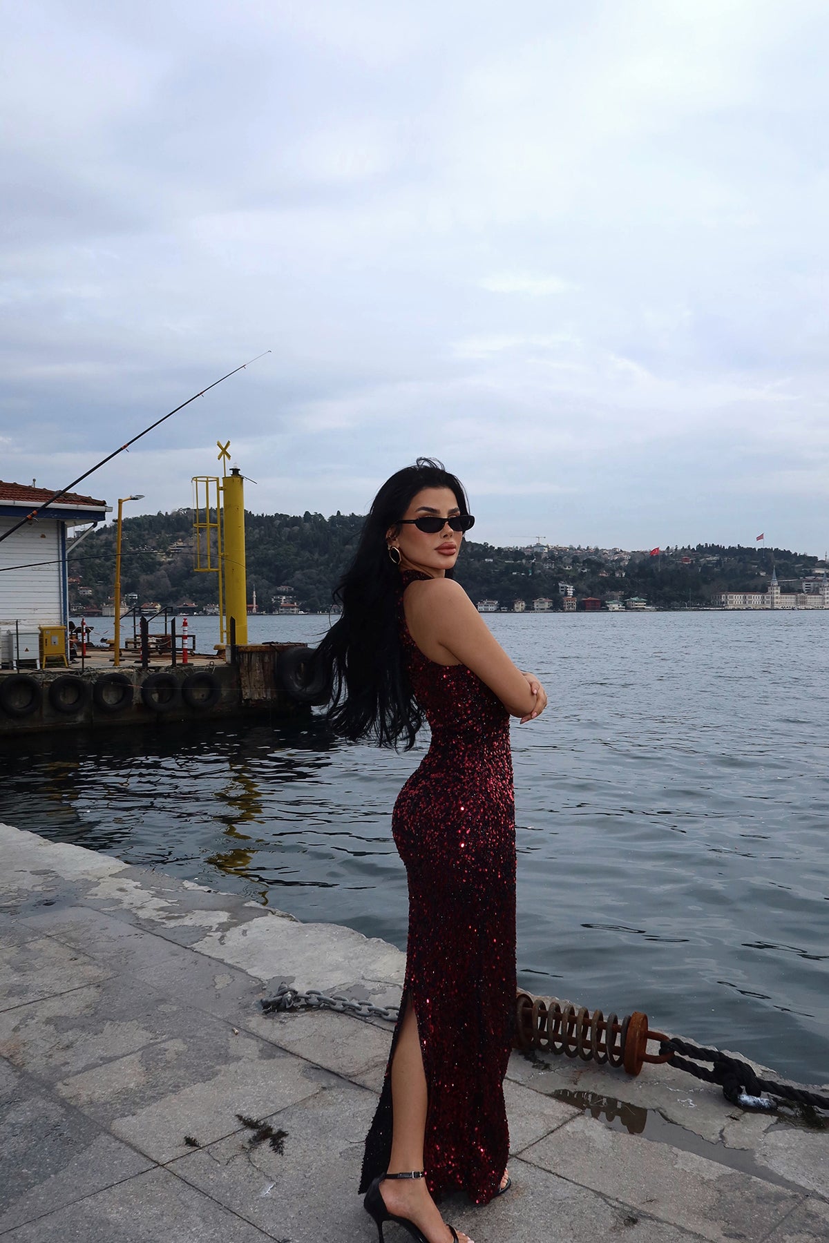 Fuşya Shion Payetli Elbise ATE-2527