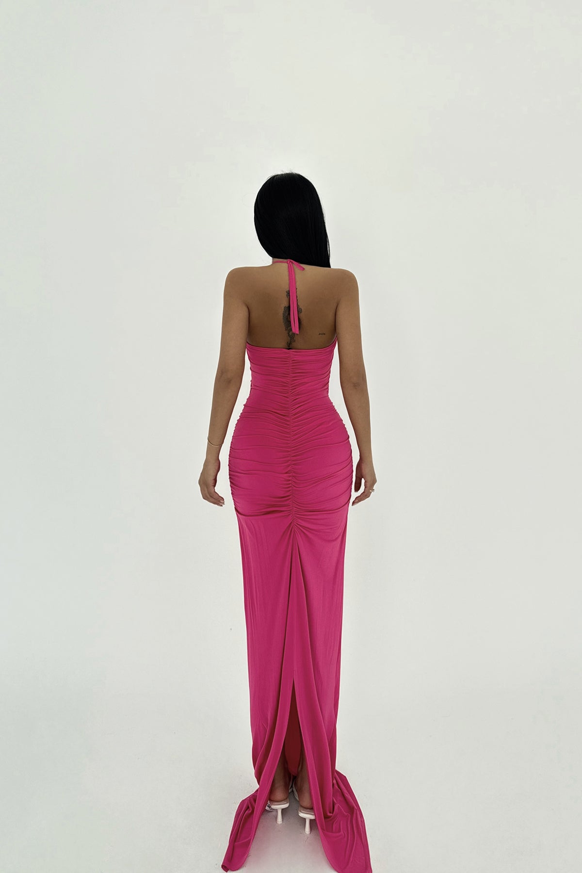 Fuşya Kalika Gül Detay Elbise ATE-1519