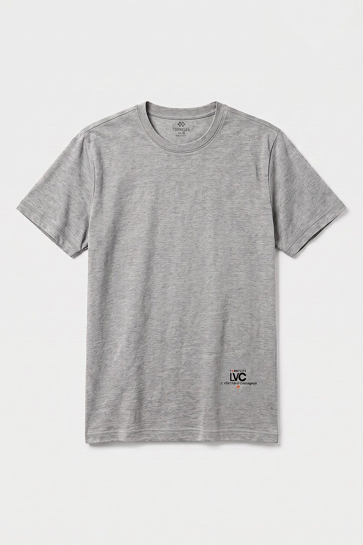 Gri Melanj Standart Fit Baskılı Kısa Kollu Erkek T-Shirt - 88440
