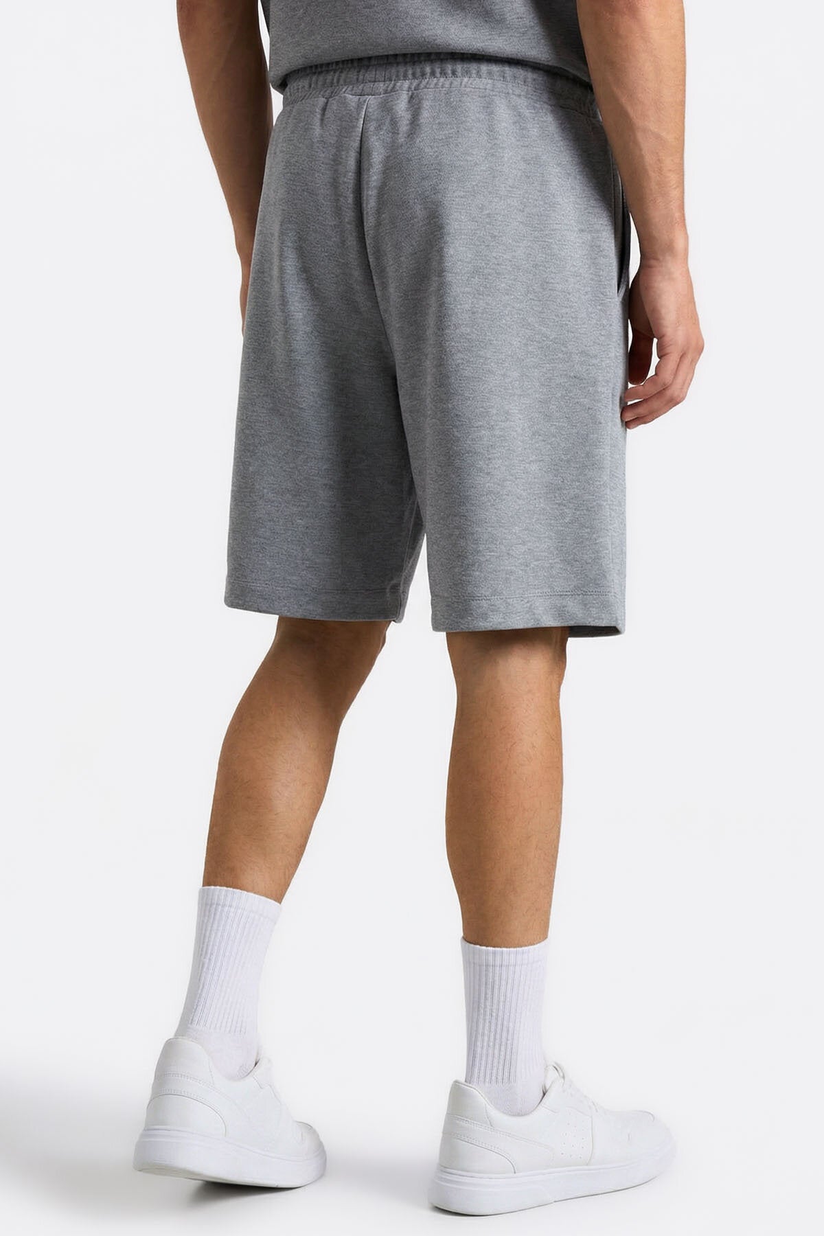 Gri Melanj Oversize Fit Basic Erkek Şort Takım - 85292