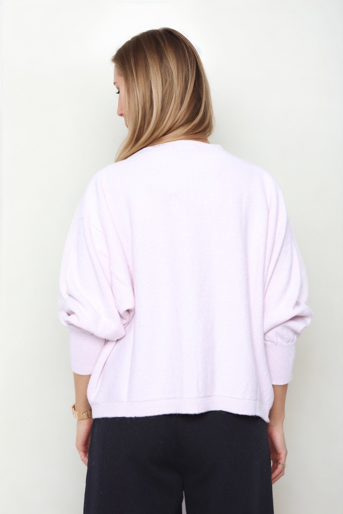 Geniş Yaka Yarasa Kol Oversize Triko Bluz