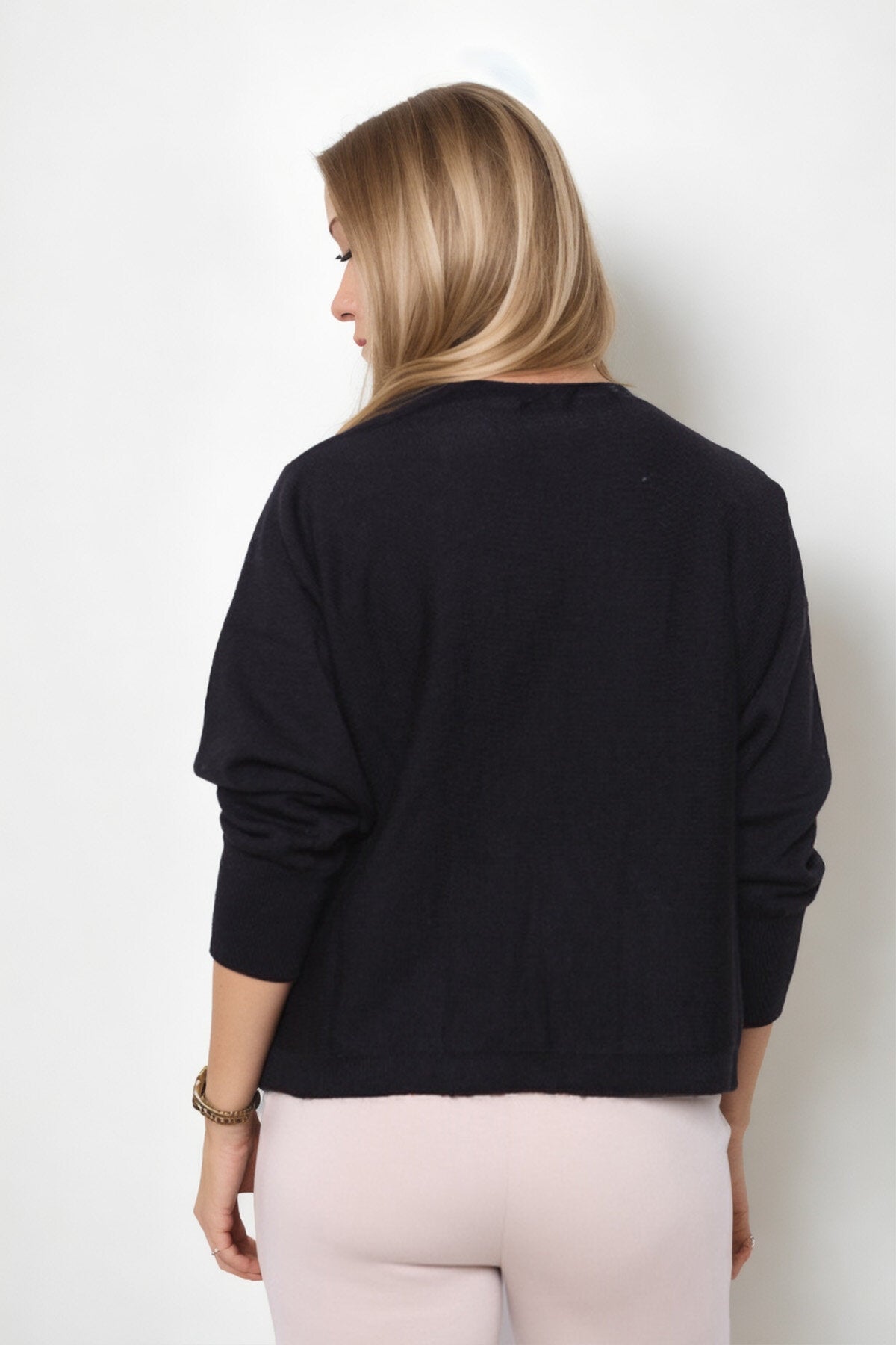 Geniş Yaka Yarasa Kol Oversize Triko Bluz