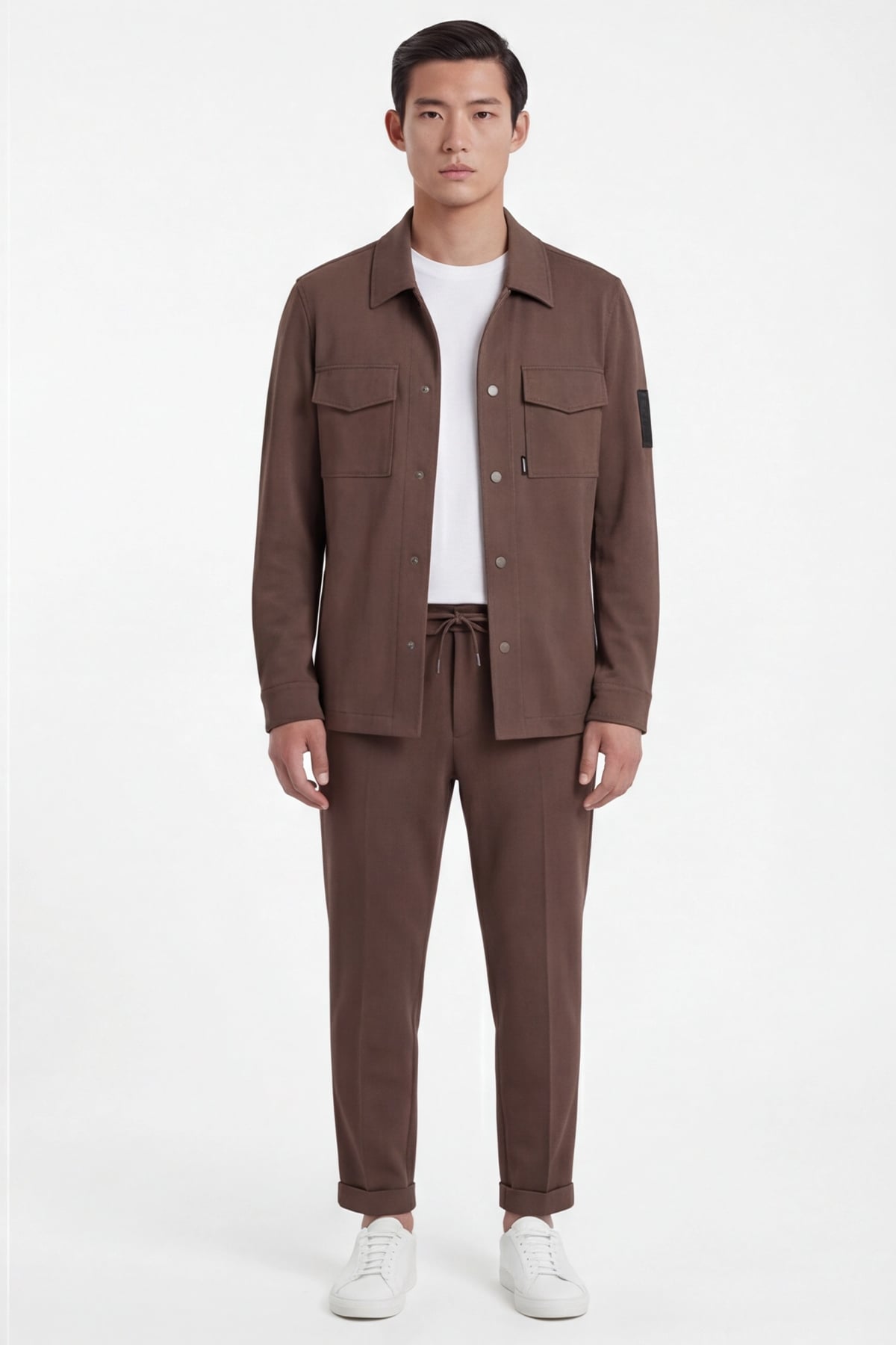 Giotelli Erkek Acı Kahve Dar Kesim Slim Fit Viskon Dokuma Bomber Ceketli Takım