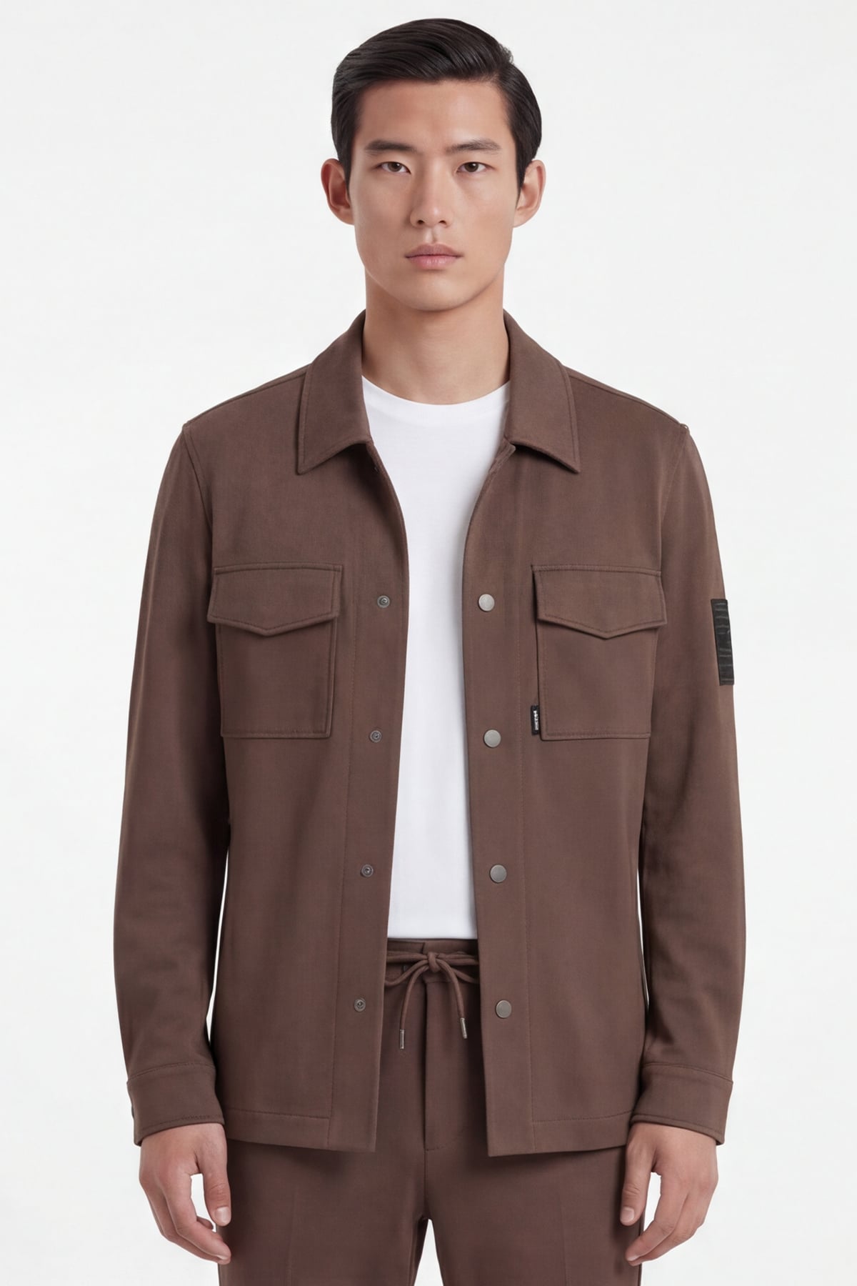 Giotelli Erkek Acı Kahve Dar Kesim Slim Fit Viskon Dokuma Bomber Ceketli Takım
