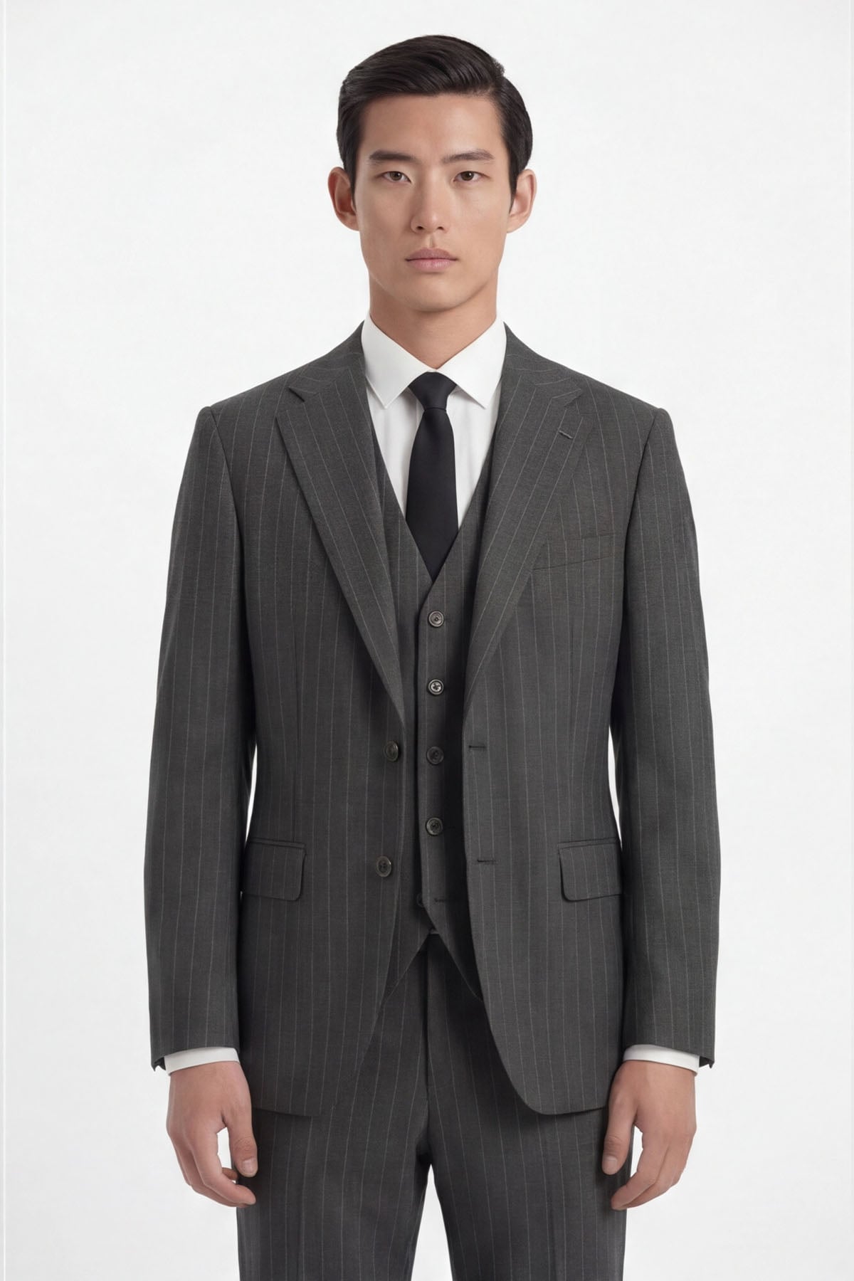 Giotelli Erkek Antrasit Dar Kesim Slim Fit Viskon Dokuma Çizgili Klasik Yaka 6 Drop Takım Elbise