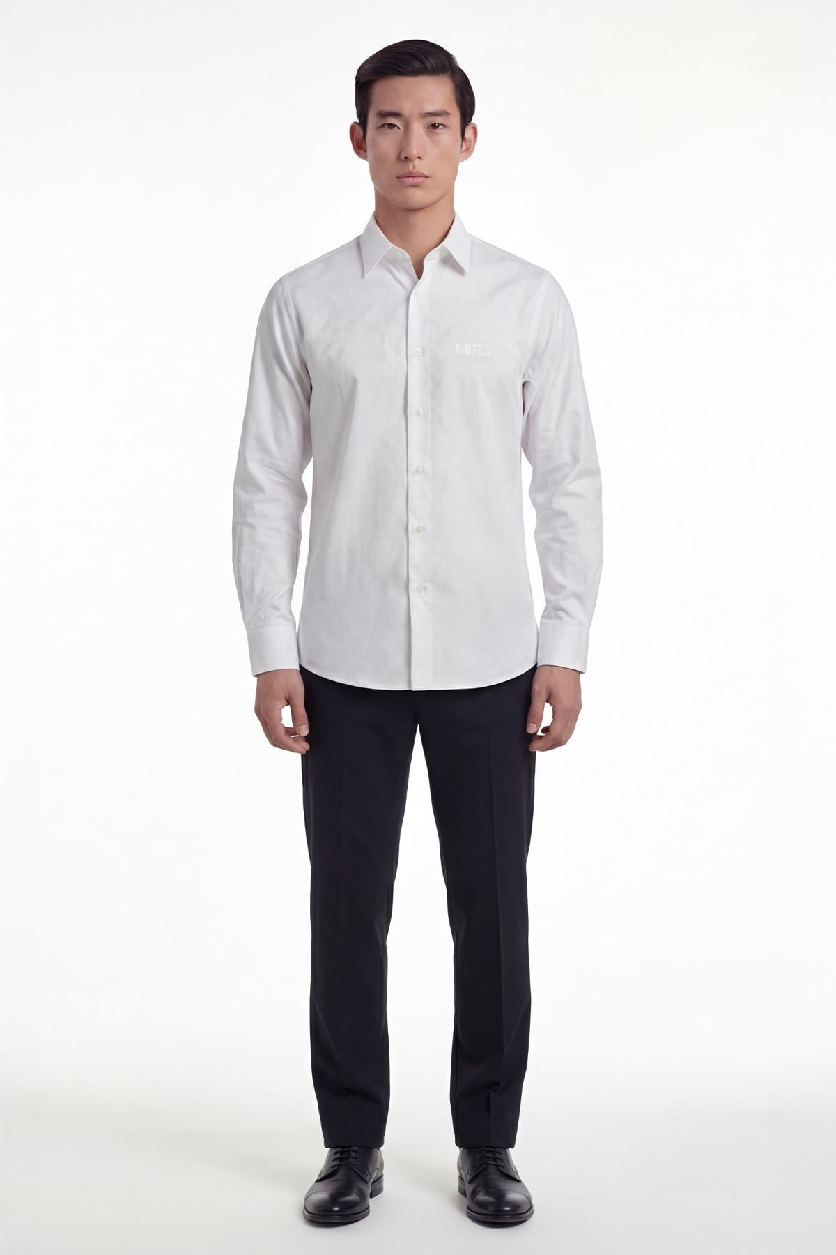 Giotelli Erkek Beyaz Dar Kesim Slim Fit %100 Pamuk Klasik Yaka Gömlek