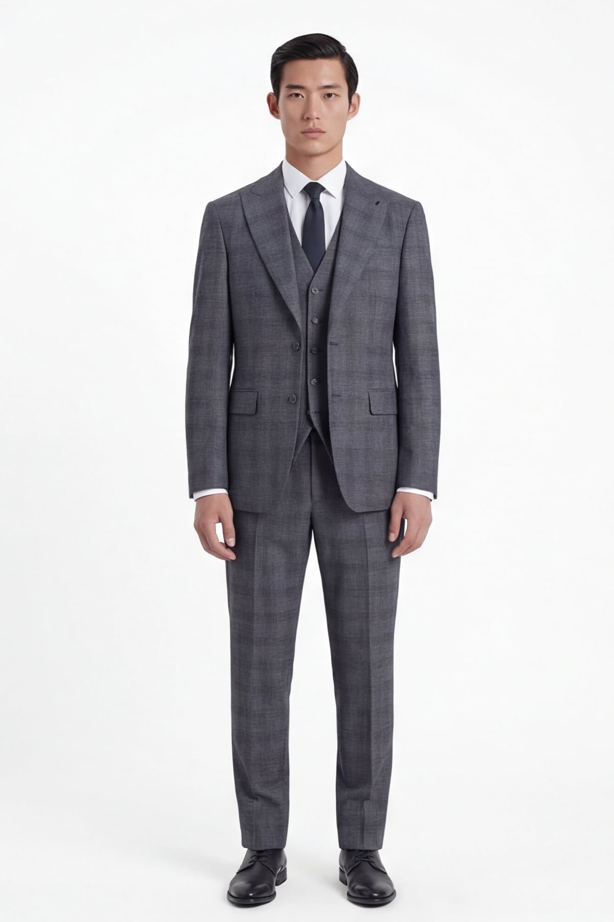 Giotelli Erkek Füme Dar Kesim Slim Fit Viskon Dokuma Normal Bel 10 Drop Yelekli Klasik Takım Elbise