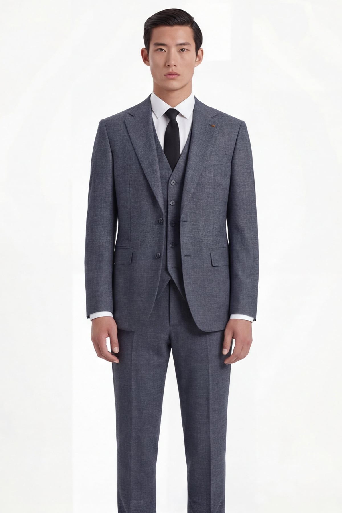 Giotelli Erkek Füme Dar Kesim Slim Fit Viskon Dokuma Normal Bel 6 Drop Yelekli Klasik Takım Elbise