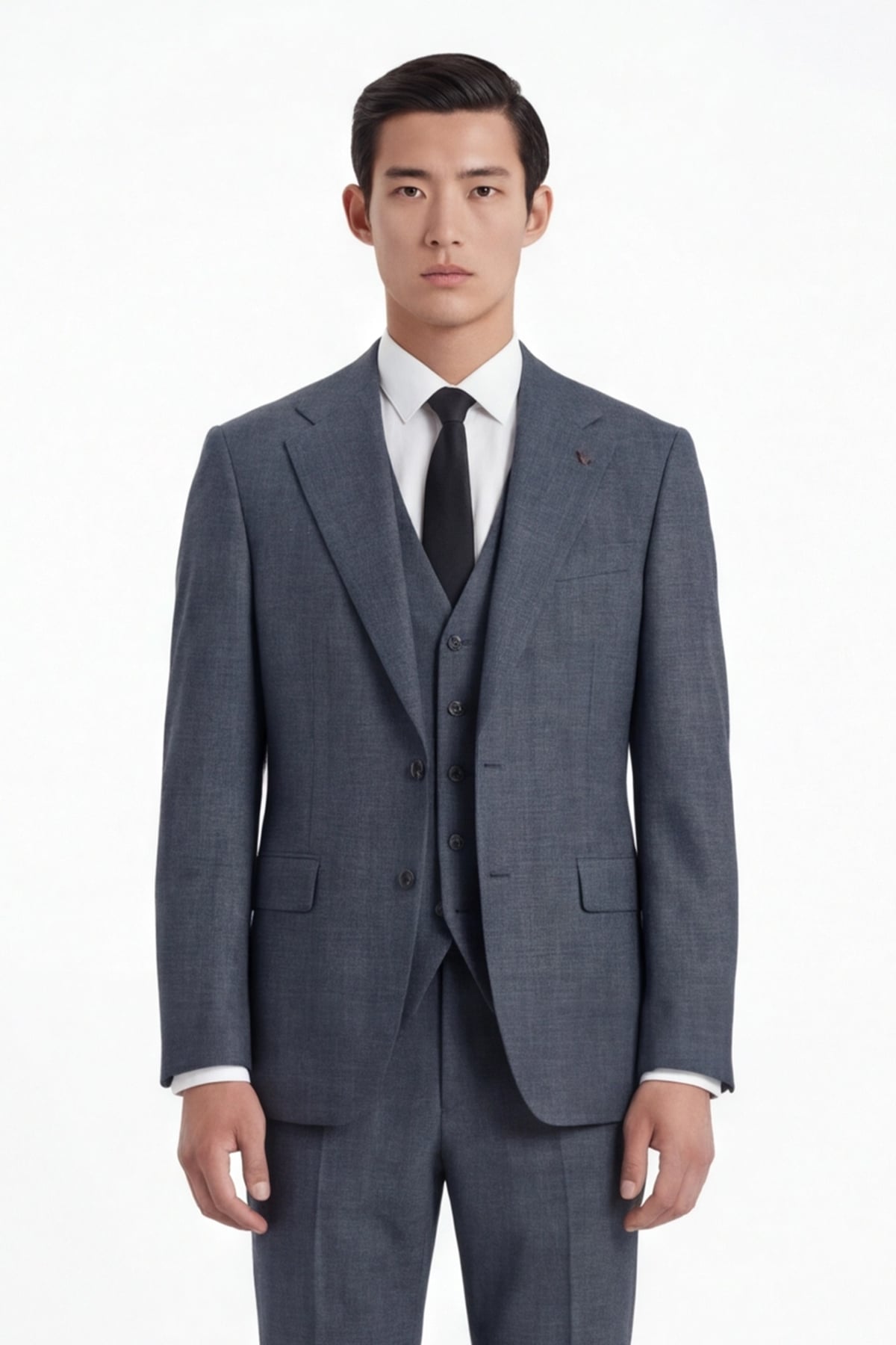 Giotelli Erkek Antrasit Dar Kesim Slim Fit Viskon Dokuma Normal Bel 6 Drop Yelekli Klasik Takım Elbise