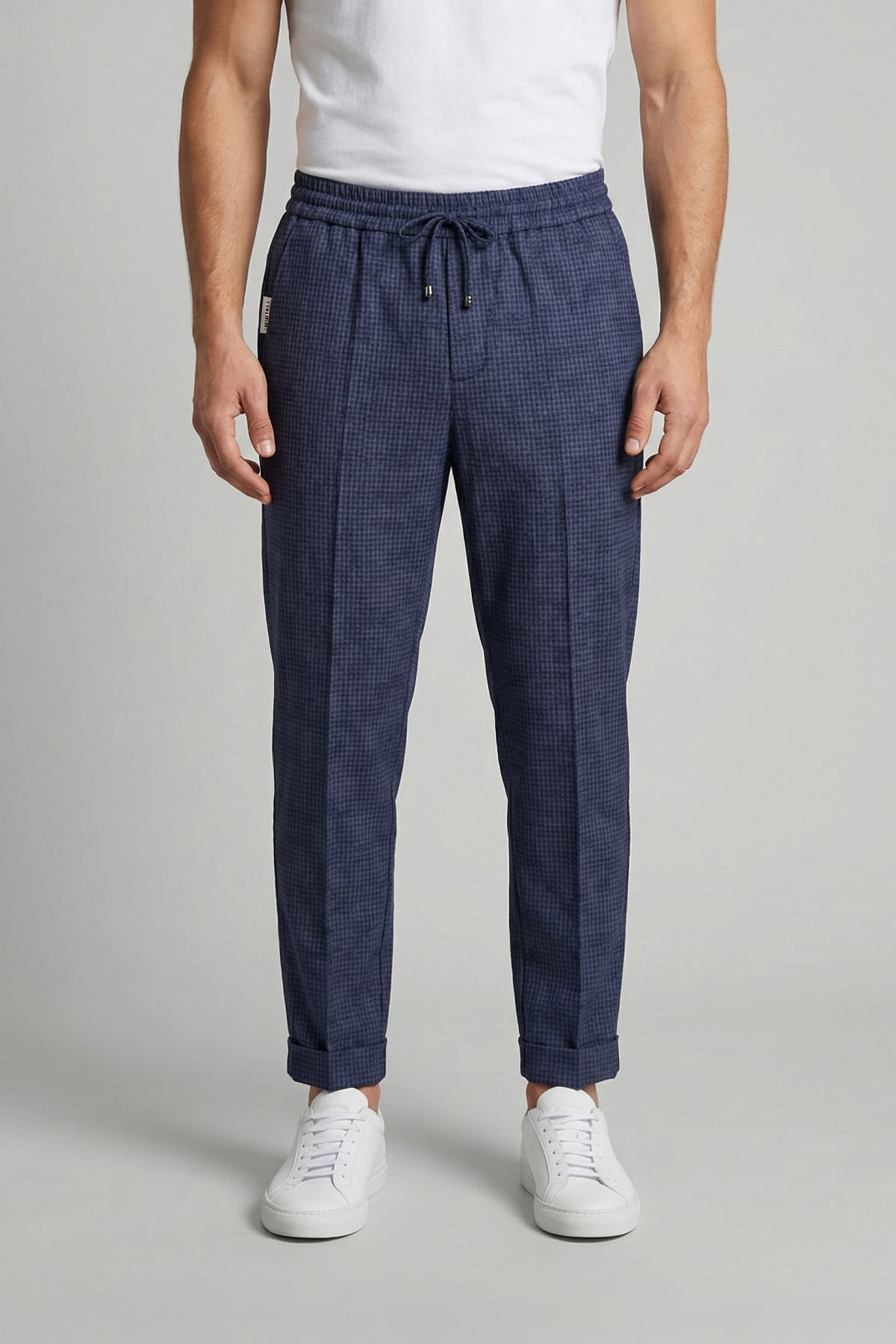 Giotelli Erkek Lacivert Dar Kesim Slim Fit %100 Yün Bel Lastikli  Pantolon