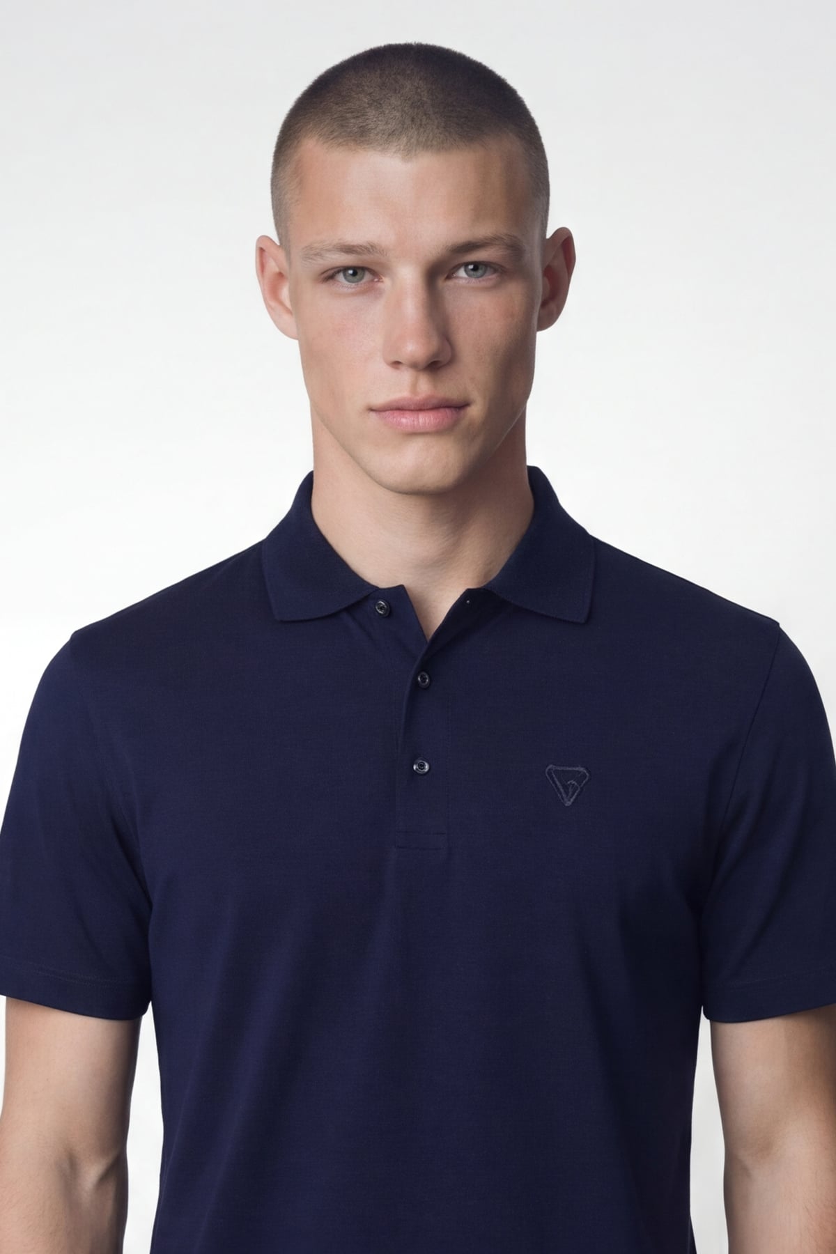 Giotelli Erkek Lacivert Dar Kesim Slim Fit %100 Pamuk Kısa Kollu Düğmeli Polo Yaka Tişört