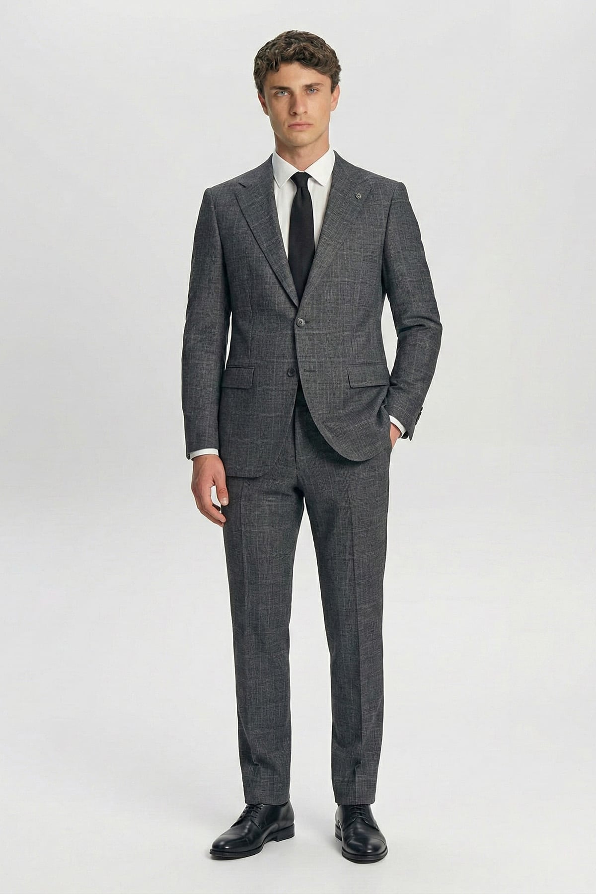 Giotelli Erkek Füme Dar Kesim Slim Fit Viskon Dokuma Normal Bel 6 Drop Klasik Takım Elbise