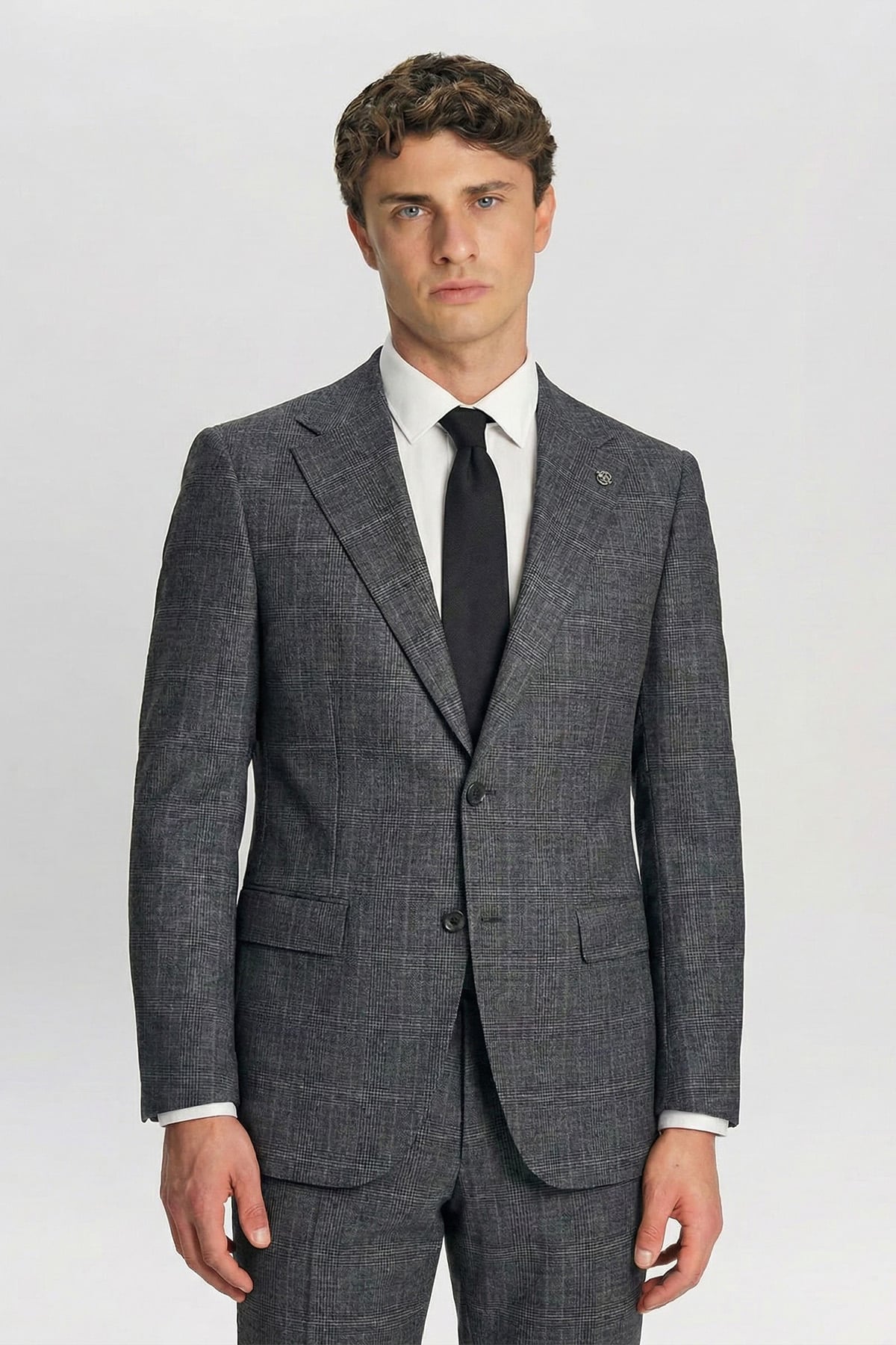 Giotelli Erkek Füme Dar Kesim Slim Fit Viskon Dokuma Normal Bel 6 Drop Klasik Takım Elbise