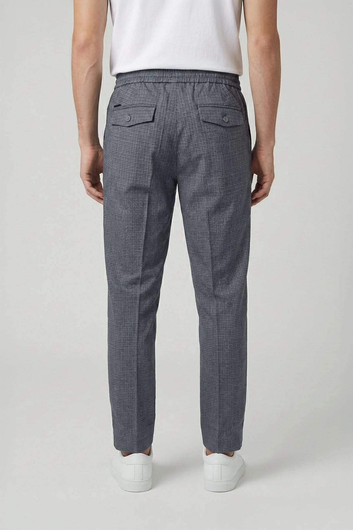 Giotelli Erkek Gri Dar Kesim Slim Fit Bel Lastikli Pantolon