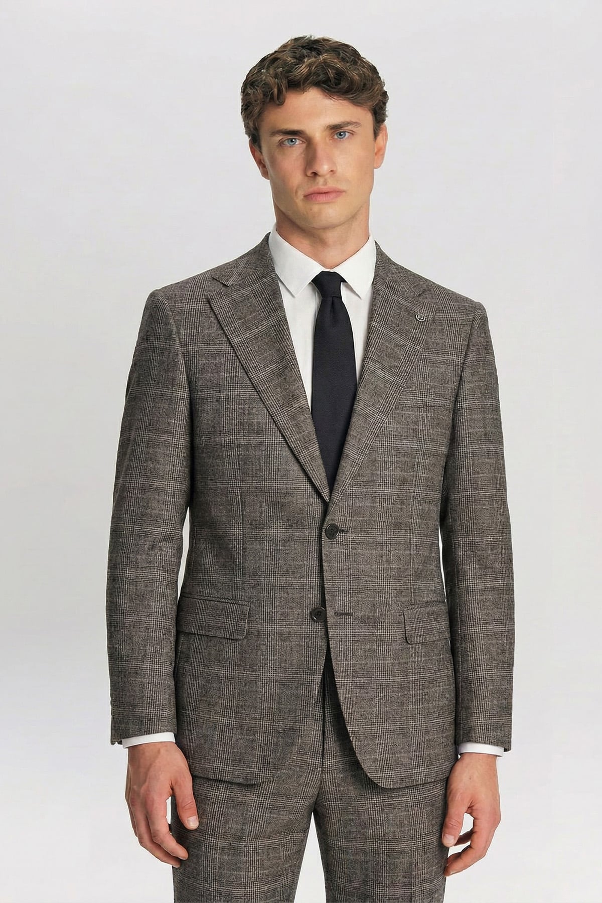 Giotelli Erkek Kahve Dar Kesim Slim Fit Viskon Dokuma Normal Bel 6 Drop Klasik Takım Elbise