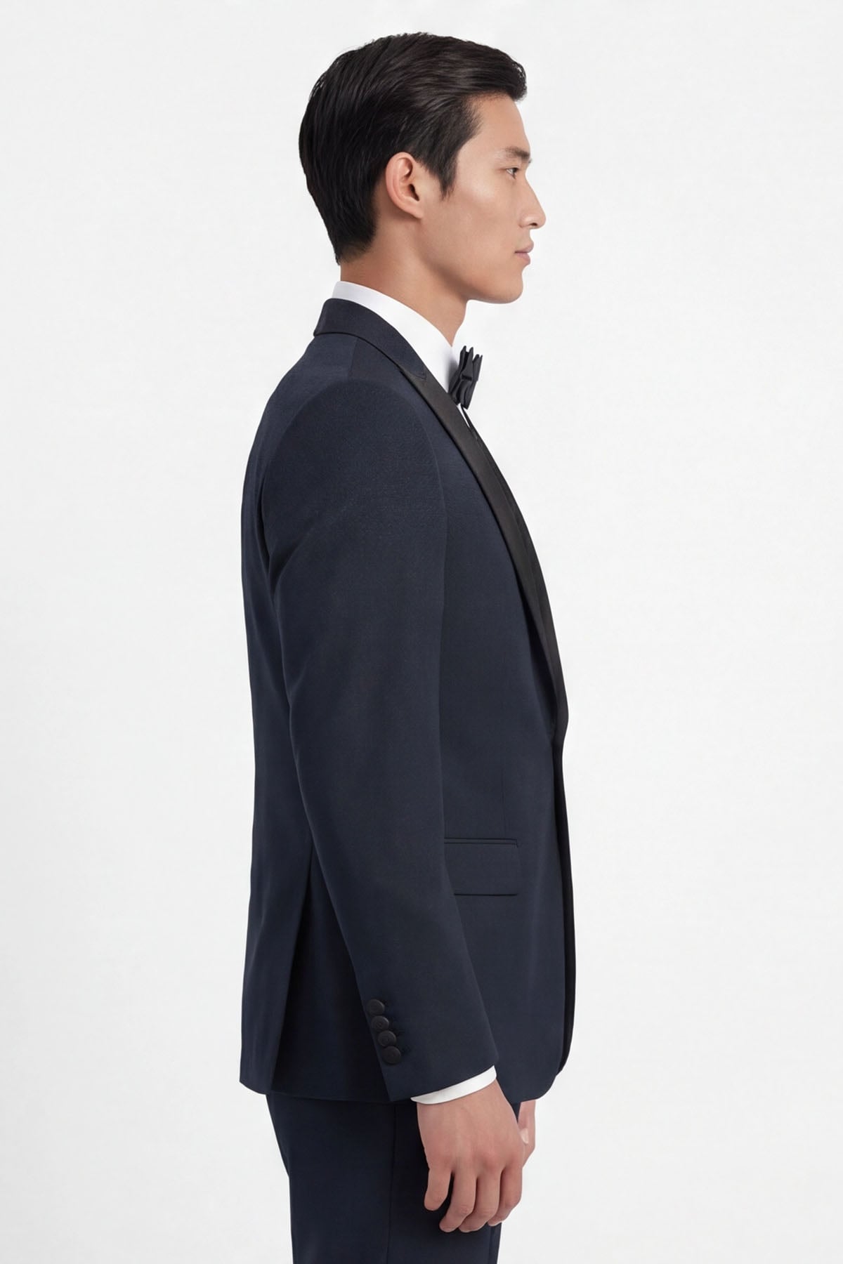 Giotelli Erkek Lacivert Dar Kesim Slim Fit Viskon Dokuma Normal Bel 6 Drop Yelekli Klasik Smokin Takım Elbise