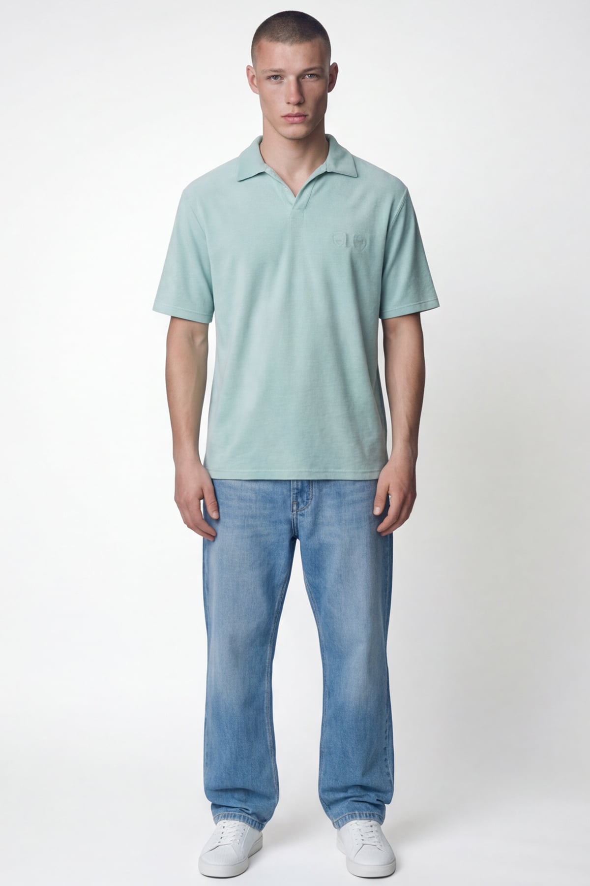 Giotelli Erkek Mint Normal Kesim Regular Fit Havlu Polo Yaka Tişört