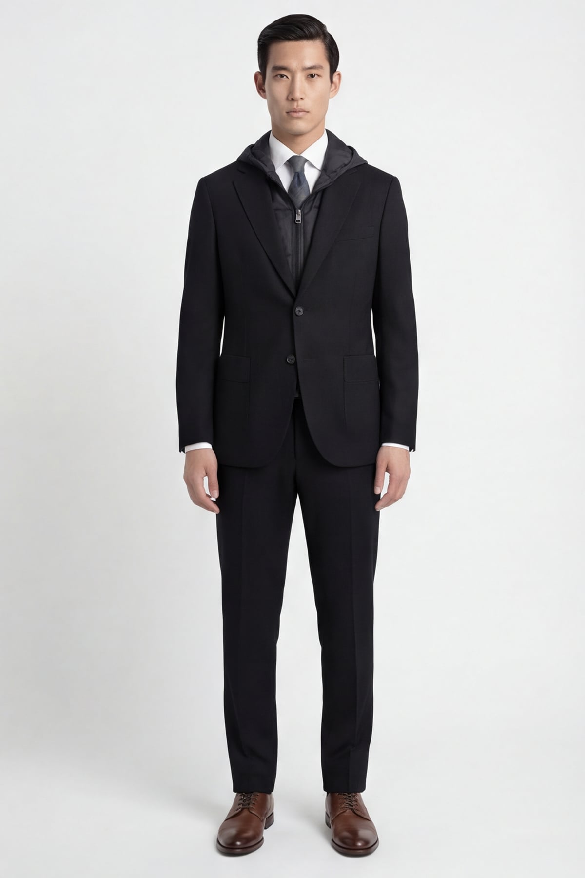 Giotelli Erkek Siyah Dar Kesim Slim Fit Yünlü Dokuma Normal Bel 6 Drop Klasik Takım Elbise